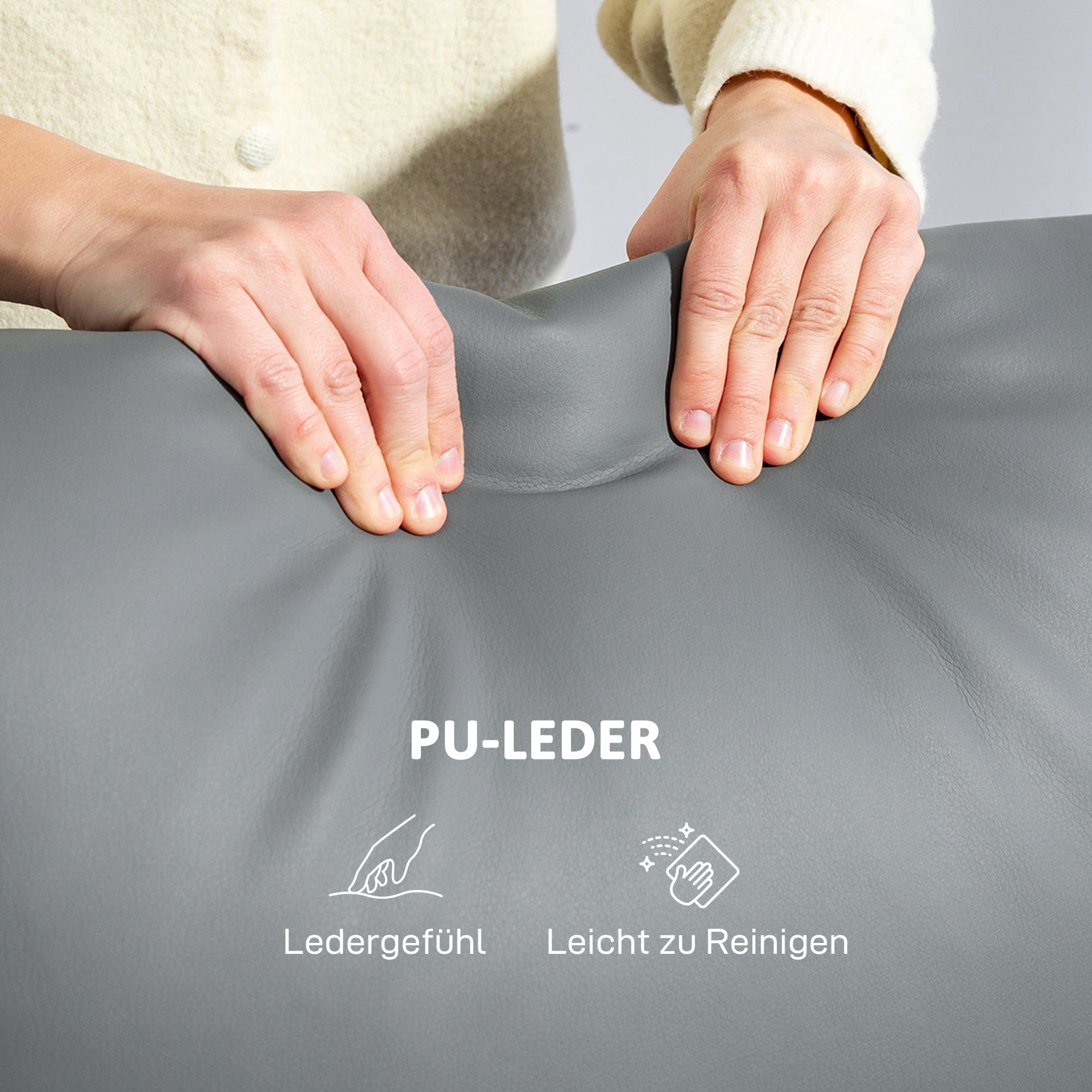 HOMCOM 3-Sitzer-Sofa, linker und rechter Sitz zurücklehnbar, anpassbare Fußstütze, Kunstlederbezug, für Wohnzimmer, Dunkelgrau