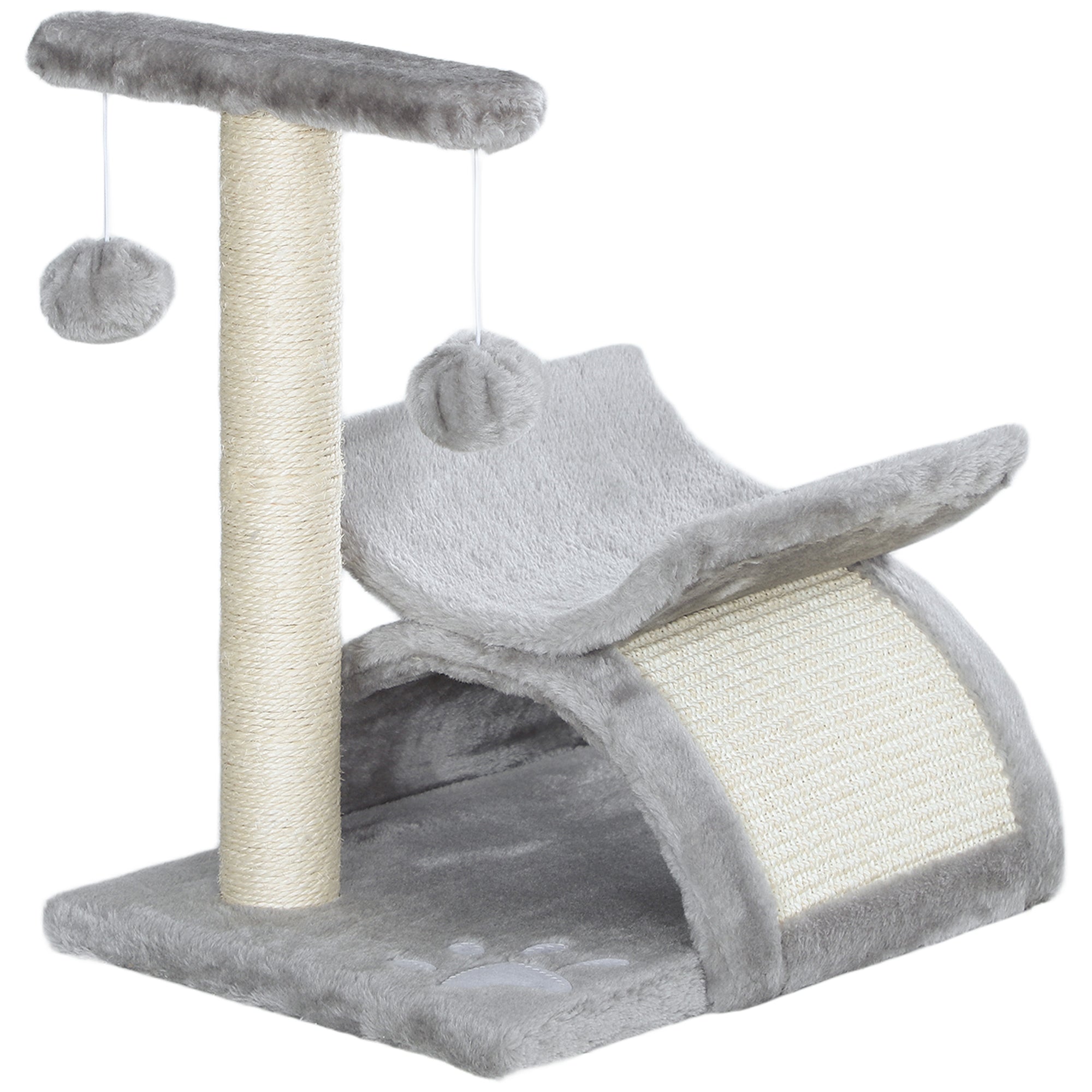 PawHut Kratzbaum klein Katzenkratzbaum Spielbaum Kratzstamm für Katzen mit Spielball Braun 40 x 30 x 43 cm