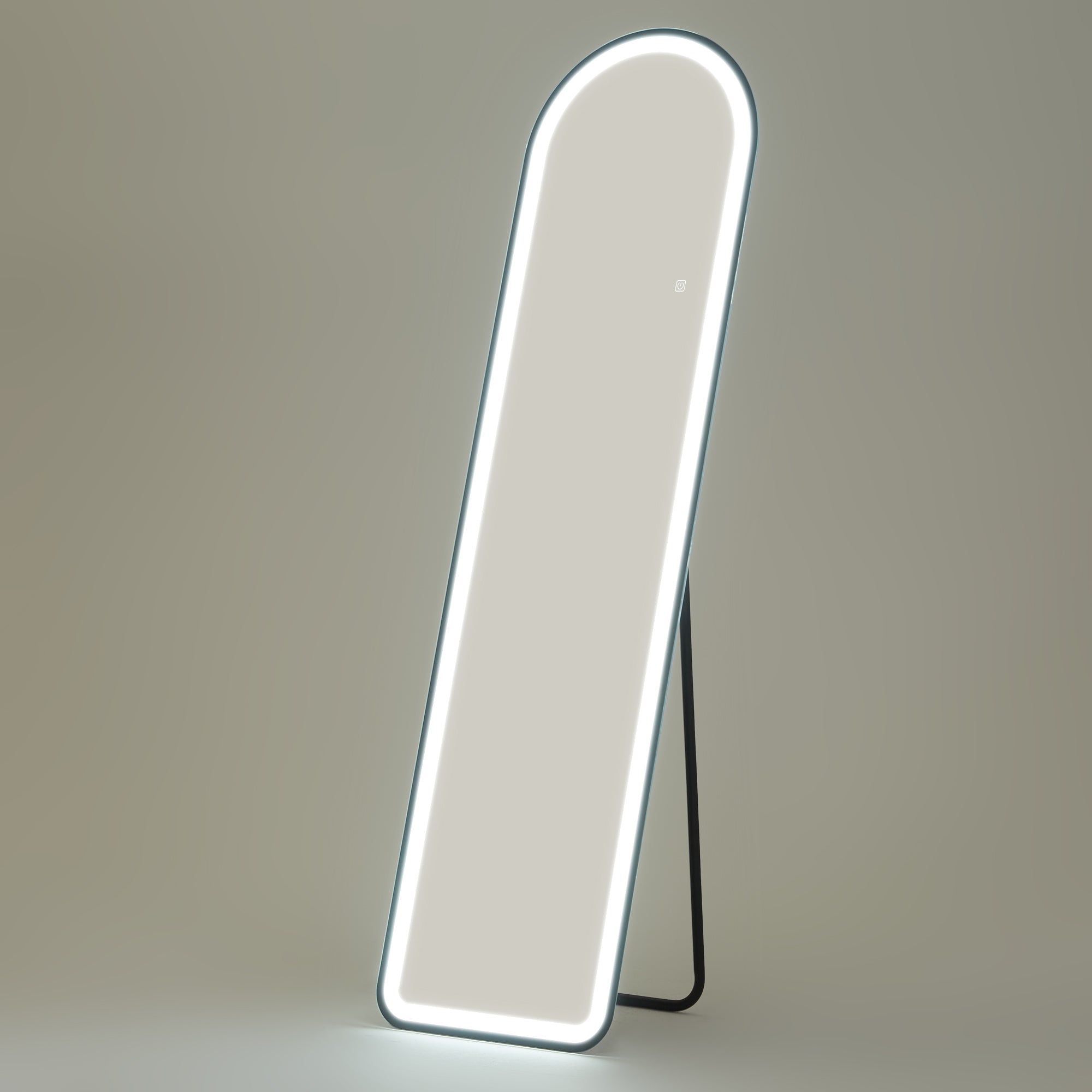 HOMCOM Ganzkörperspiegel, 150 x 40 cm, Freistehender Spiegel mit dimmbaren LED-Lichtern für Wohnzimmer, Schlafzimmer