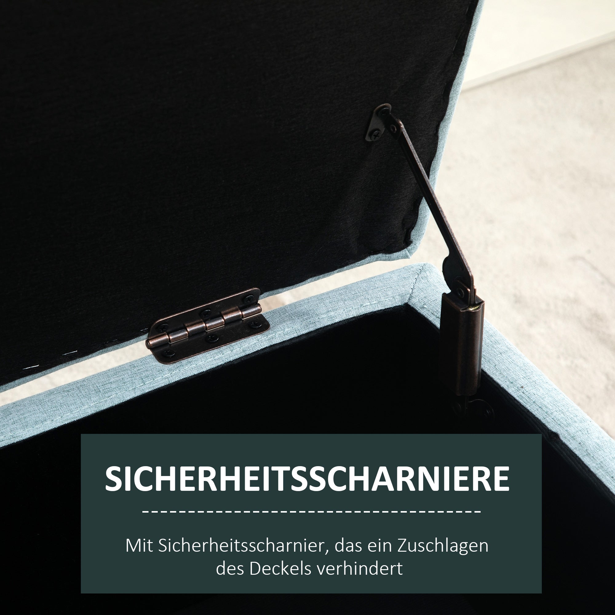 HOMCOM Sitzbank mit Stauraum Polsterbank mit Leinenoptik, Sitztruhe mit Holzbeine, Truhenbank für Wohnzimmer Schlafzimmer Flur 110 x 39 x 45 cm, Hellgrün