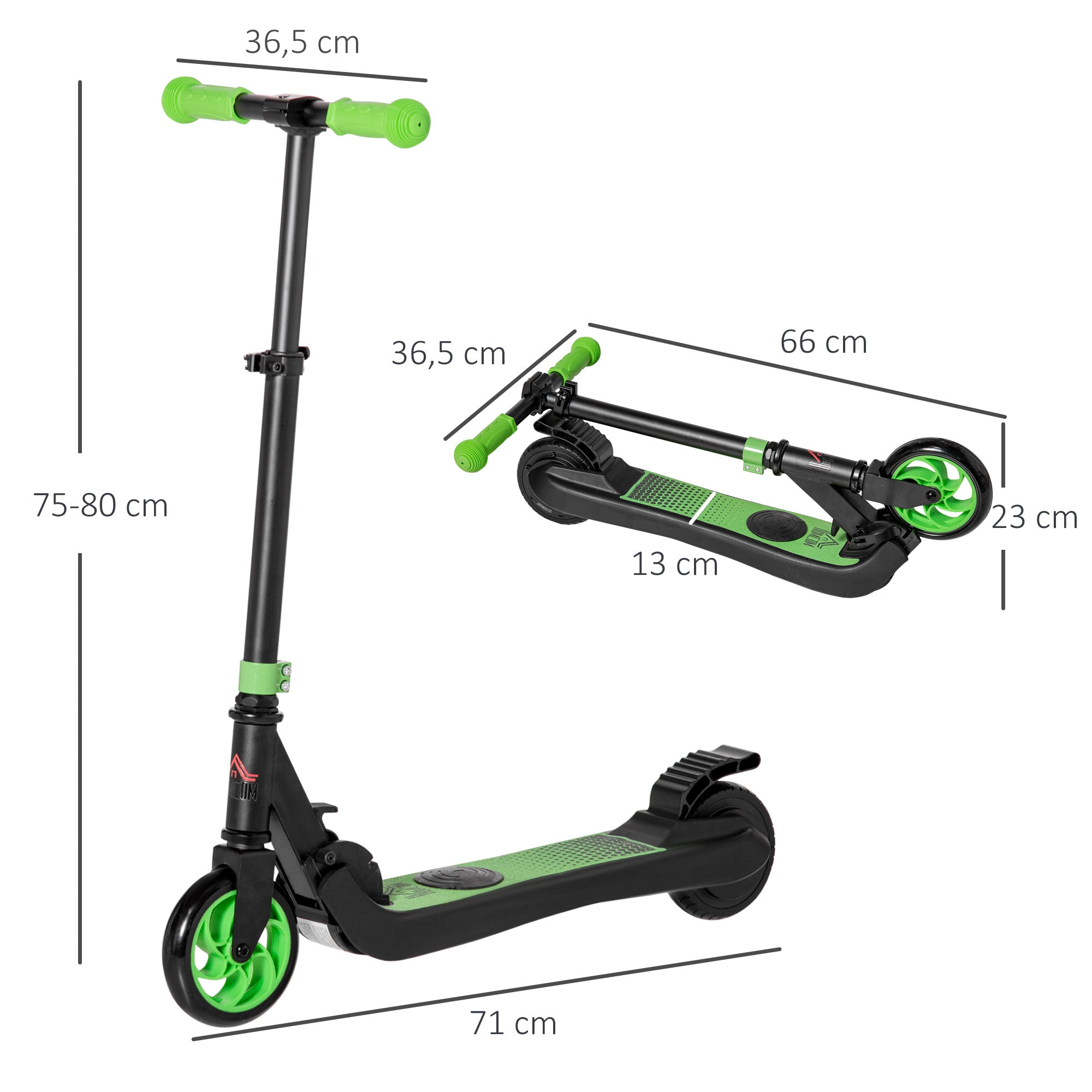 HOMCOM E-Scooter Elektro Scooter 120W Motor 6 km Reichweite max. 8 km/h Elektroroller ab 6 Jahren Grün+Weiß