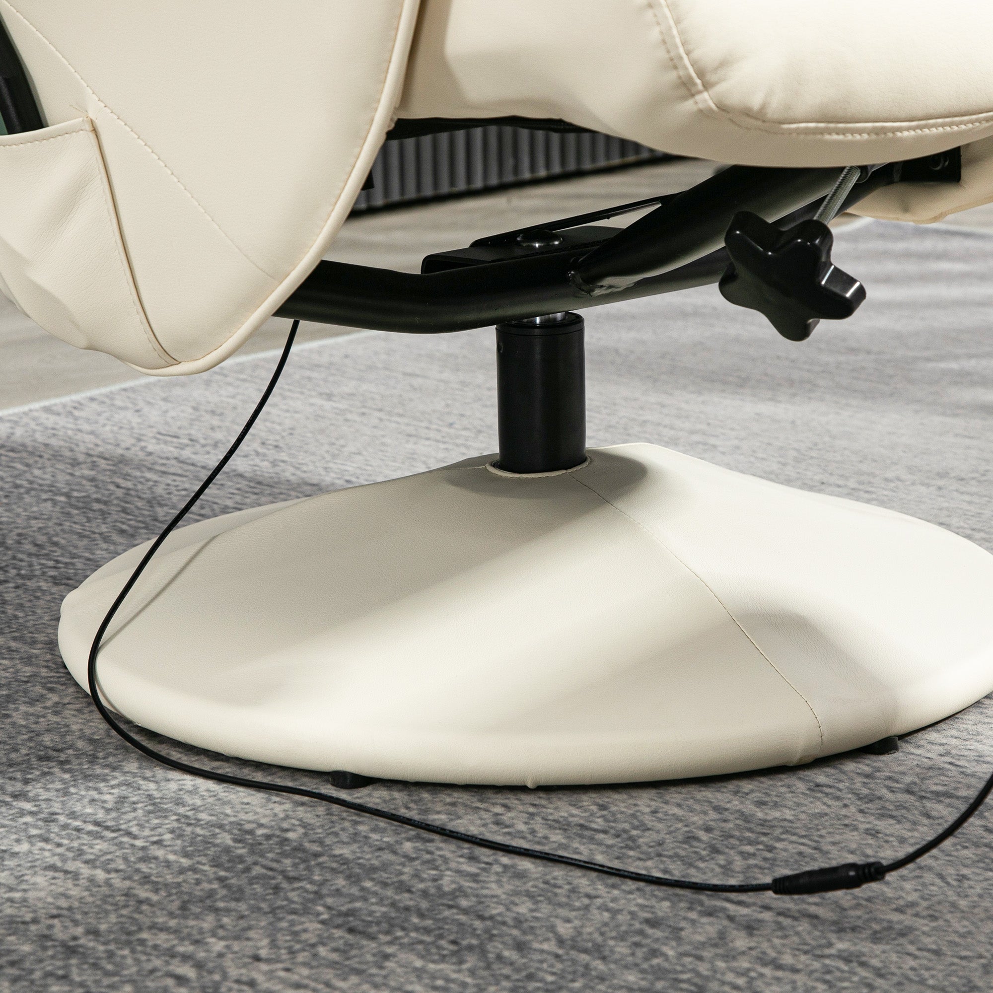 HOMCOM Massagesessel mit Fußhocker, Ergonomischer Stuhl mit 10 Vibrationspunkten, Kunstleder, 76 x 81 x 105 cm, Cremeweiß