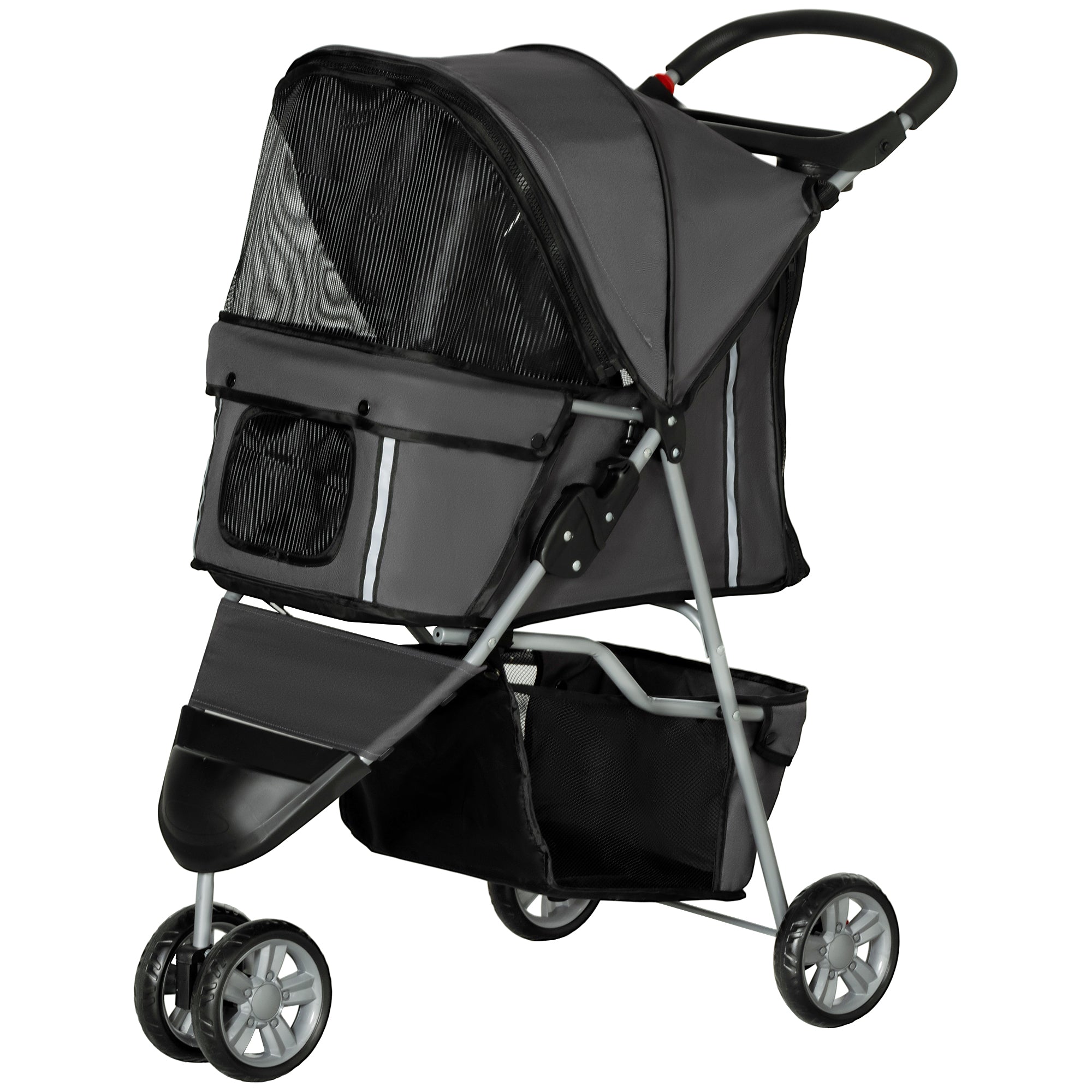 PawHut Hundewagen Hundebuggy klappbar für Hunde & Katzen bis 10 kg 75 x 45 x 97 cm Dunkelgrau