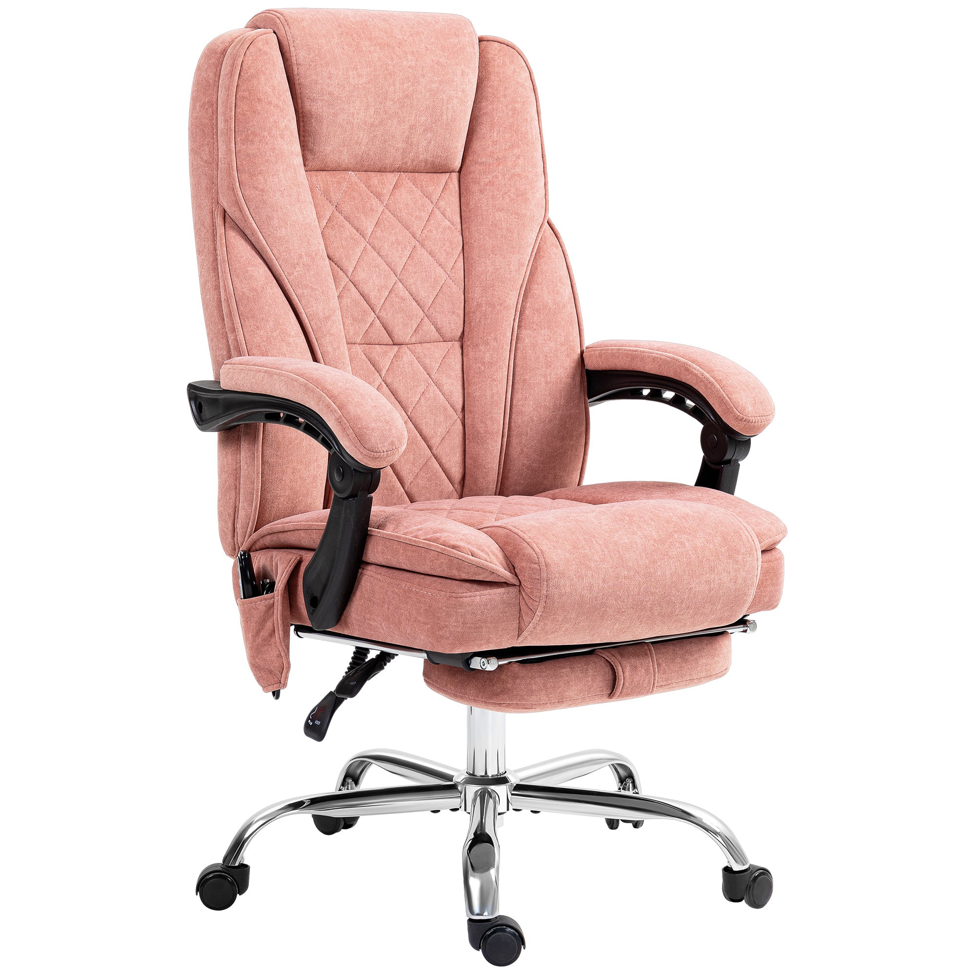 Vinsetto Ergonomischer Bürostuhl mit Massagefunktion, Fußstütze, drehbar, rollbar, Rosa