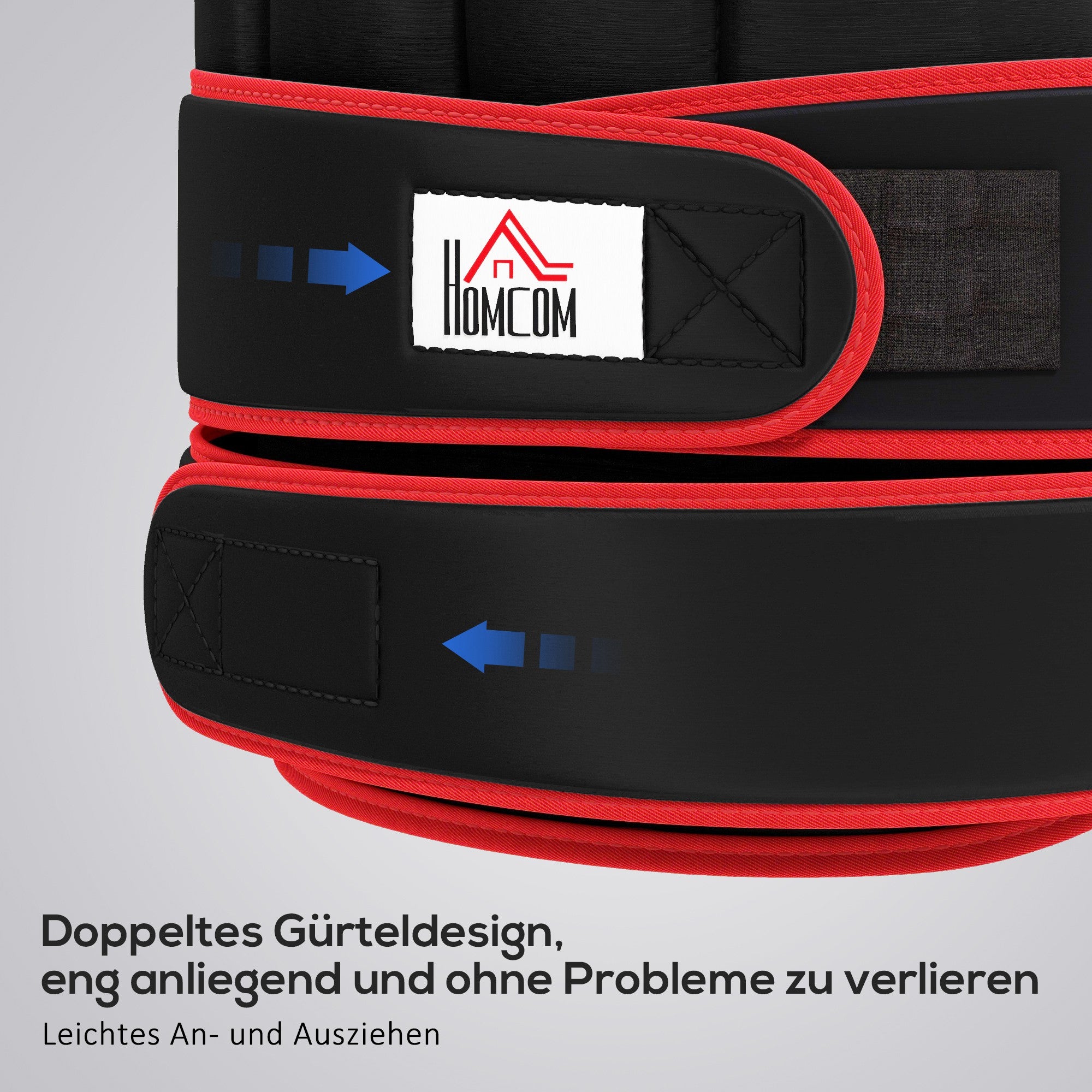 HOMCOM 20 kg Trainingsweste Gewichtsweste mit doppelten Gurten verstellbar Krafttraining Fitness Oxford Metall-Sand Schwarz+Rot 60 x 50 cm