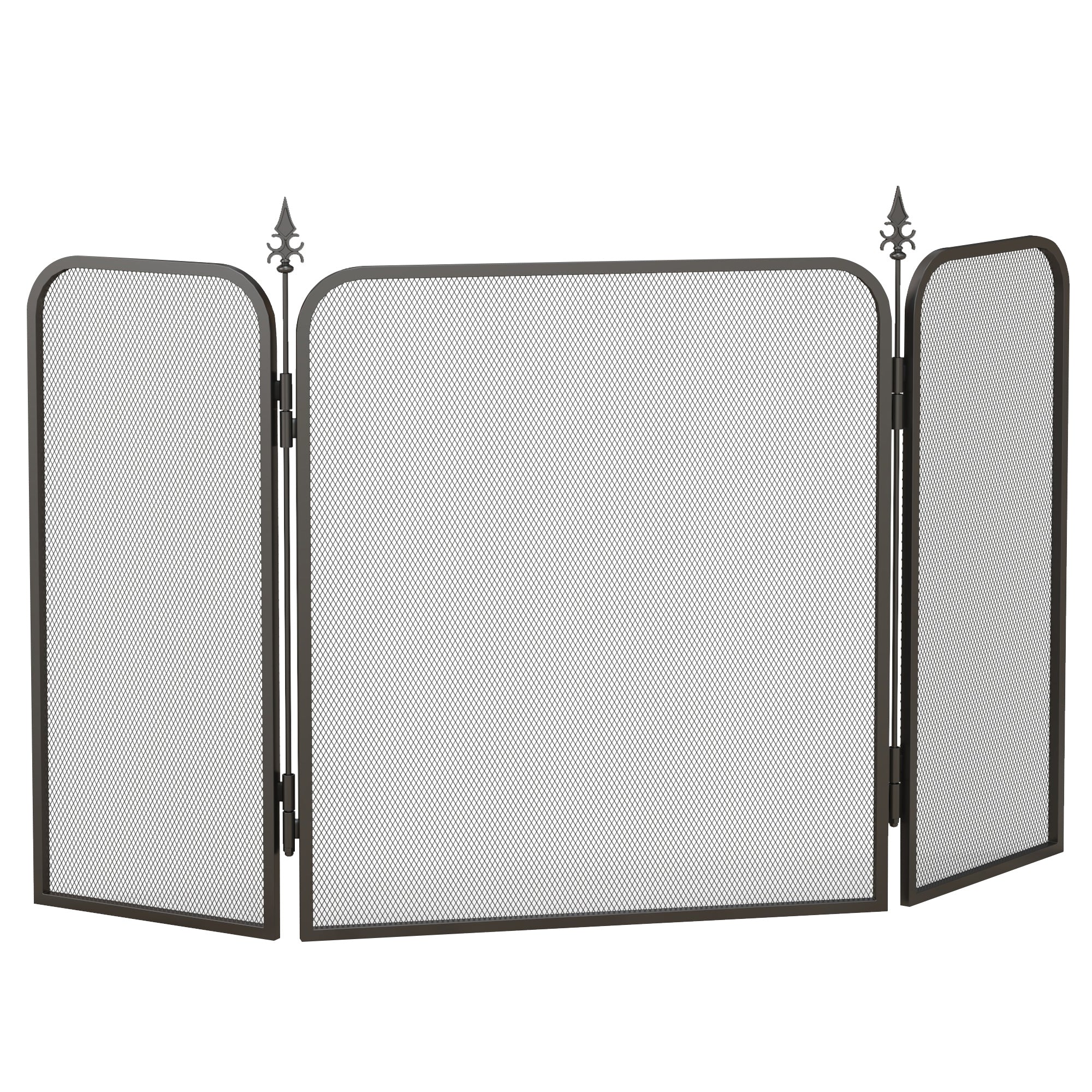 HOMCOM Funkenschutz für Kamine, klappbar, Metall, 96 x 1,3 x 56 cm, Schwarz