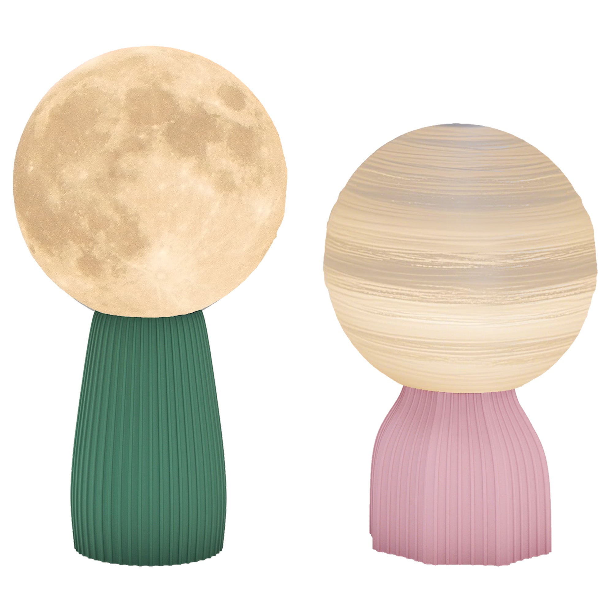 HOMCOM Tischlampen-Set in Planeten-Optik, 3-farbig, USB, Kunststoff, Weiß