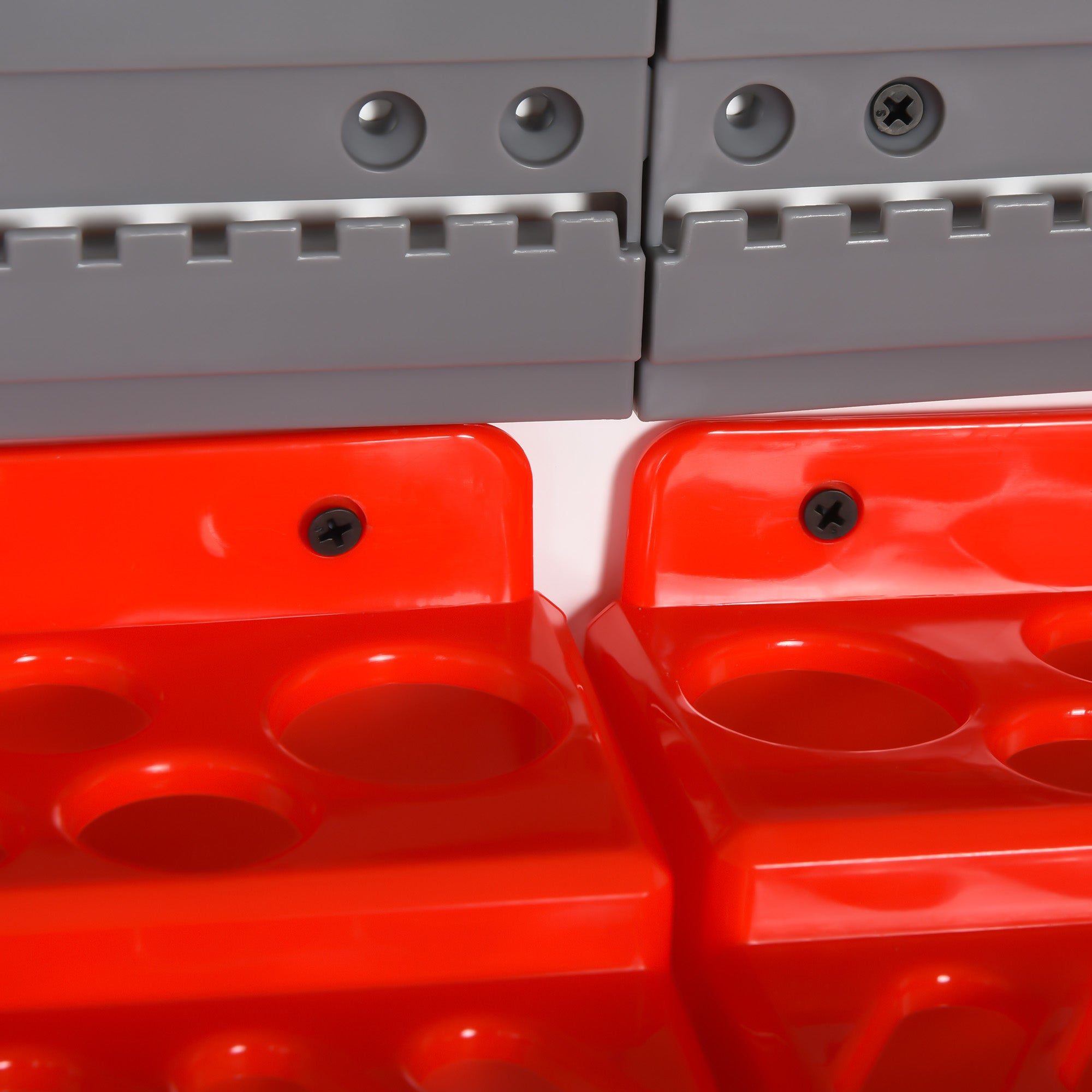 DURHAND Werkzeuglochwand Wandregal 54 tlg Werkzeughalter Werkzeugwand für Werkstatt Sichtlagerkästen Hakenset PP Grau+Rot 95,5 x 23 x 53,5 cm