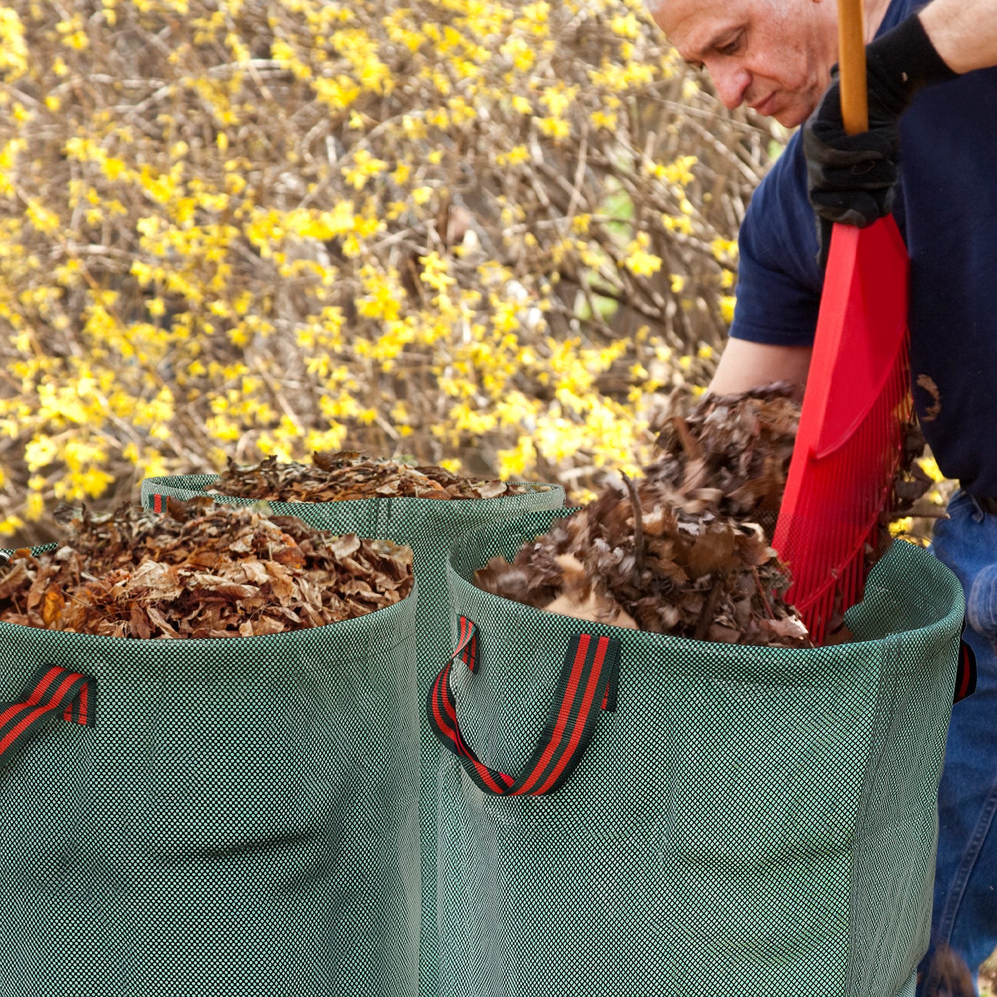 Outsunny Gartensack 3x272L wasserdicht Gartenabfallsack mit Griffe, stabil Laubsack UV Schutz Grün
