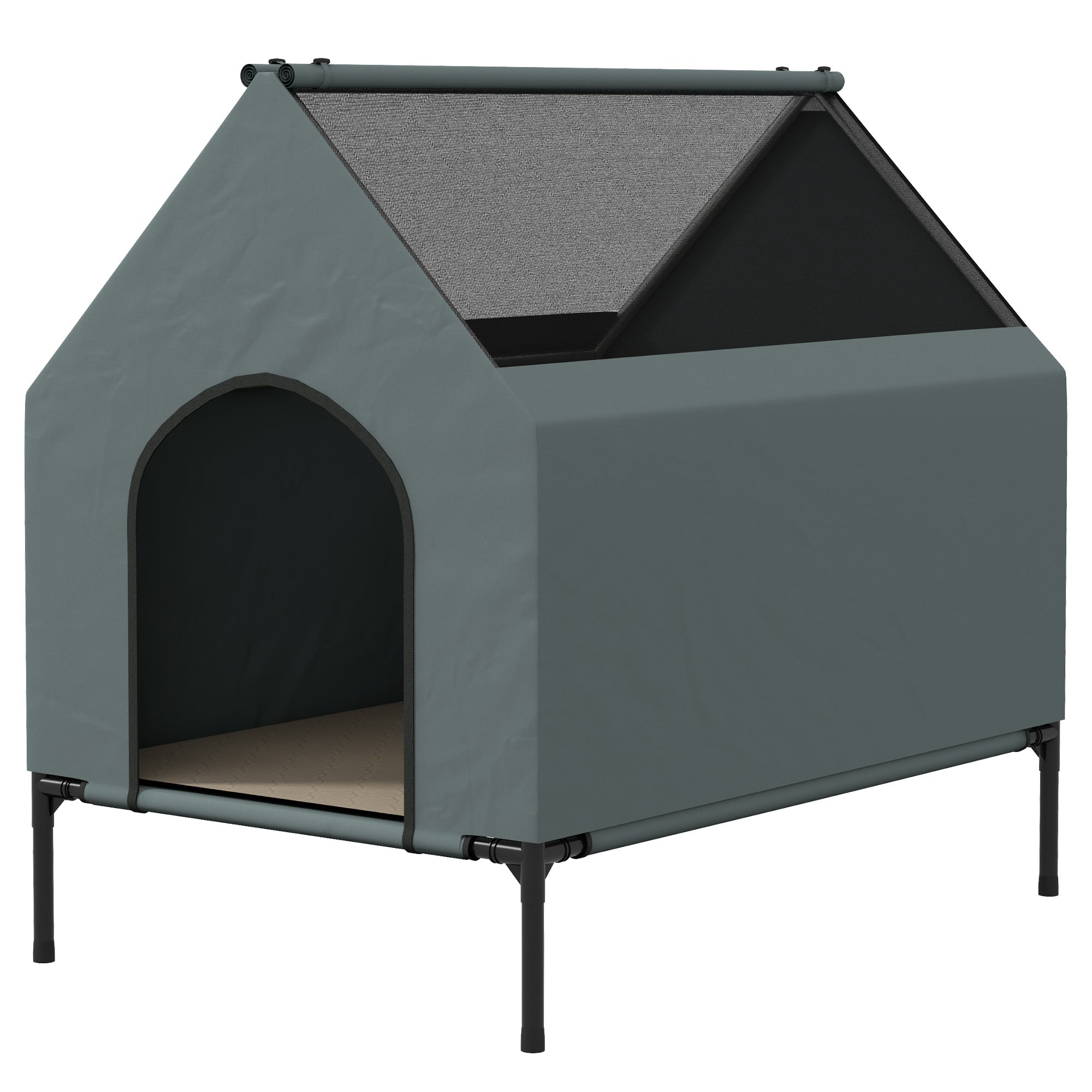 PawHut Hundehütte 81x54x78 cm mit Mesh-Fenster & Tragetasche