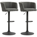 HOMCOM Barhocker 2er-Set, Schalenrücken, höhenverstellbar, Fußstütze, für Küche oder Esszimmer, Metallbasis, Dunkelgrau