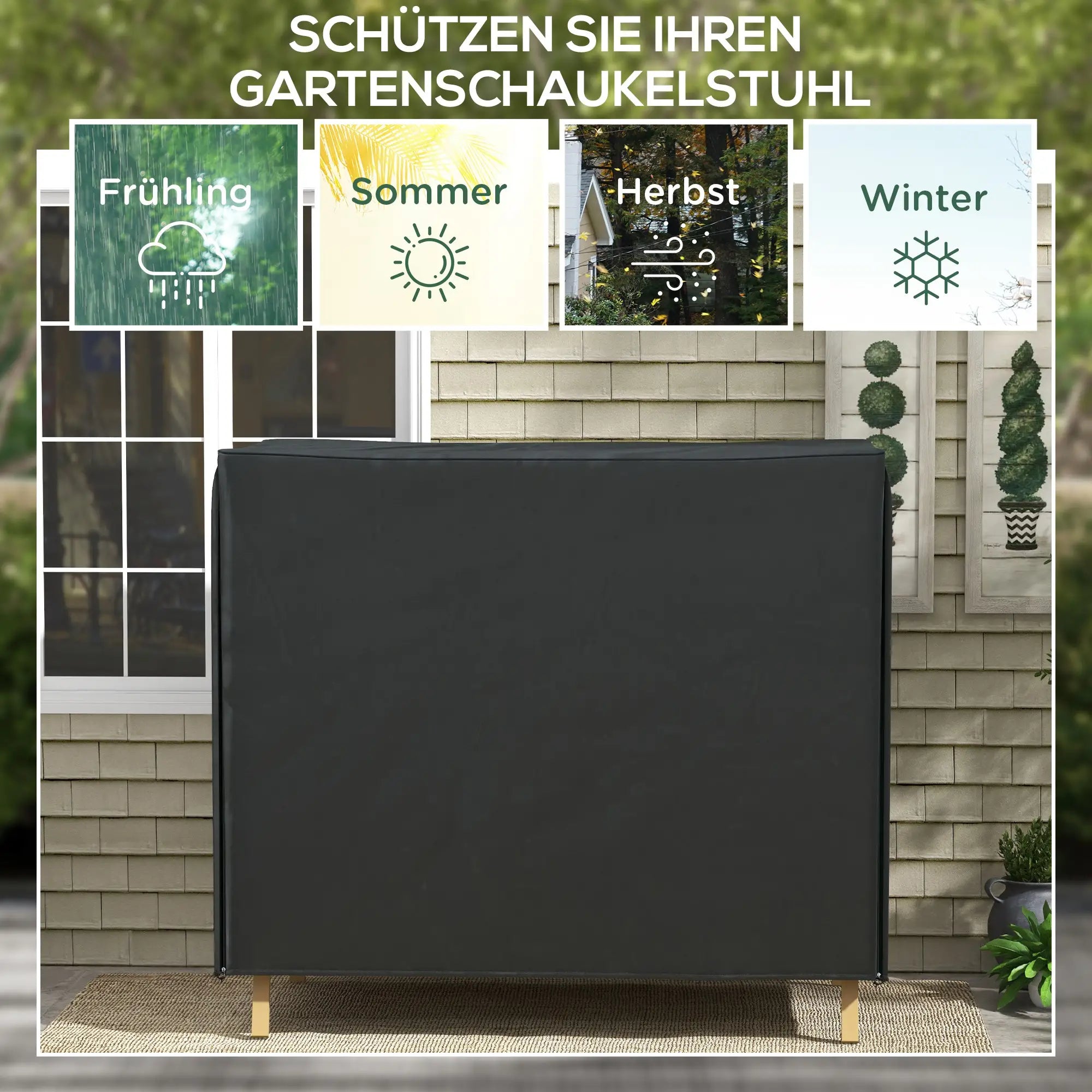 Wasserfeste Abdeckung für Hollywoodschaukel, Schwarz
