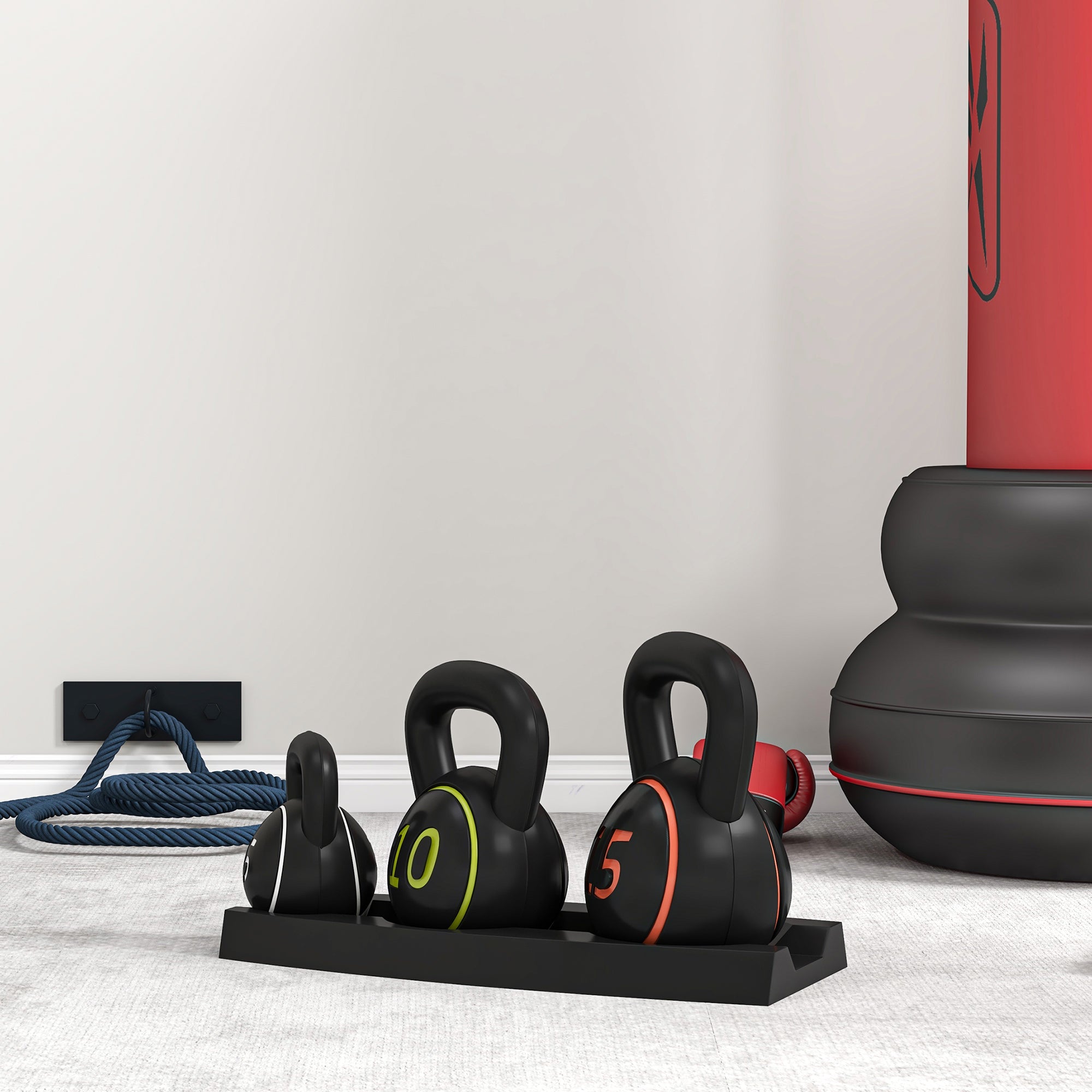 SPORTNOW Kettlebell Set, 3 Kugelhanteln 2,2kg/4,5kg/6,8kg, Kunststoffhülle, Schwarz