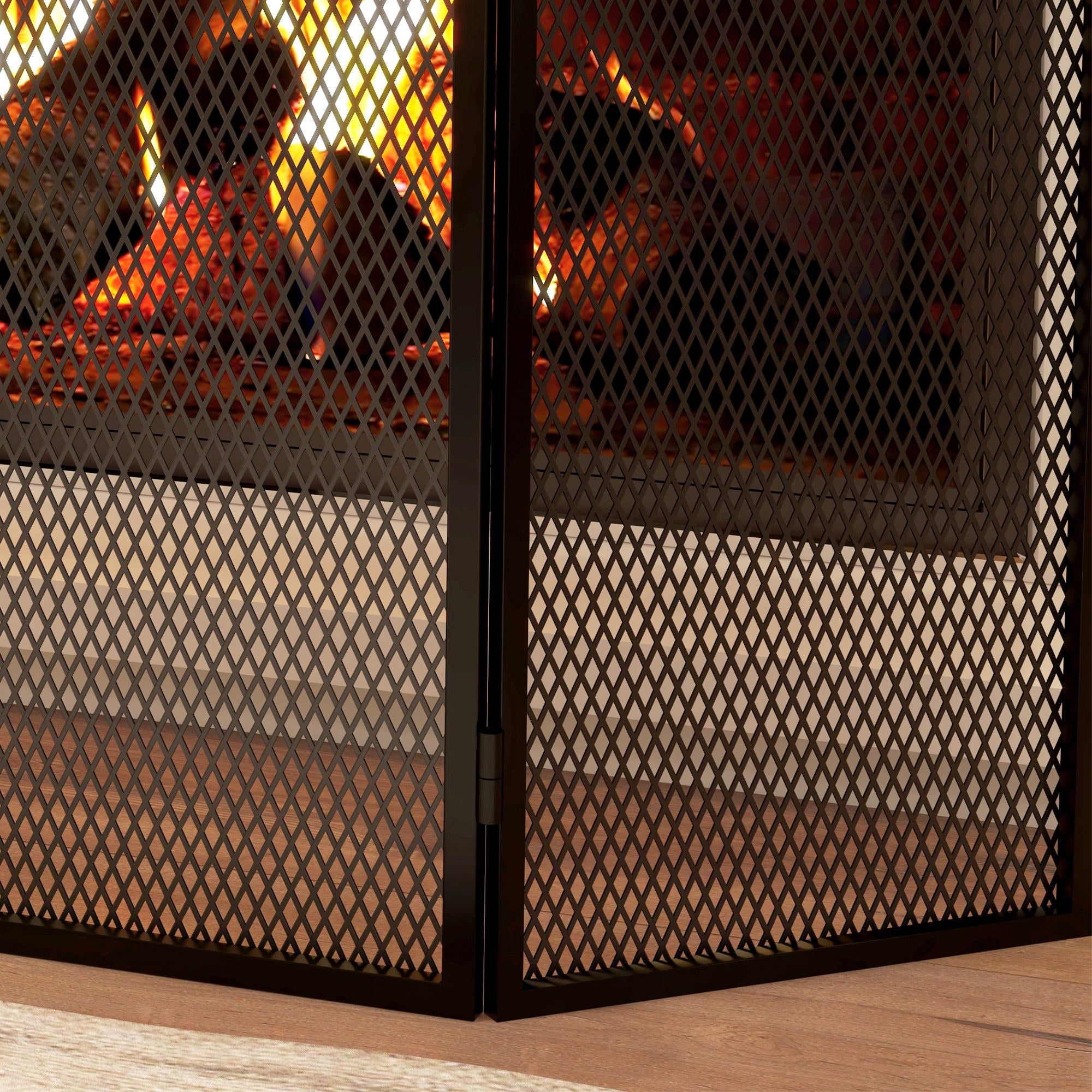HOMCOM Funkenschutz für Kamine, eleganter Funkenfänger, faltbar, beschichtet, Schwarz, 96 x 60 cm