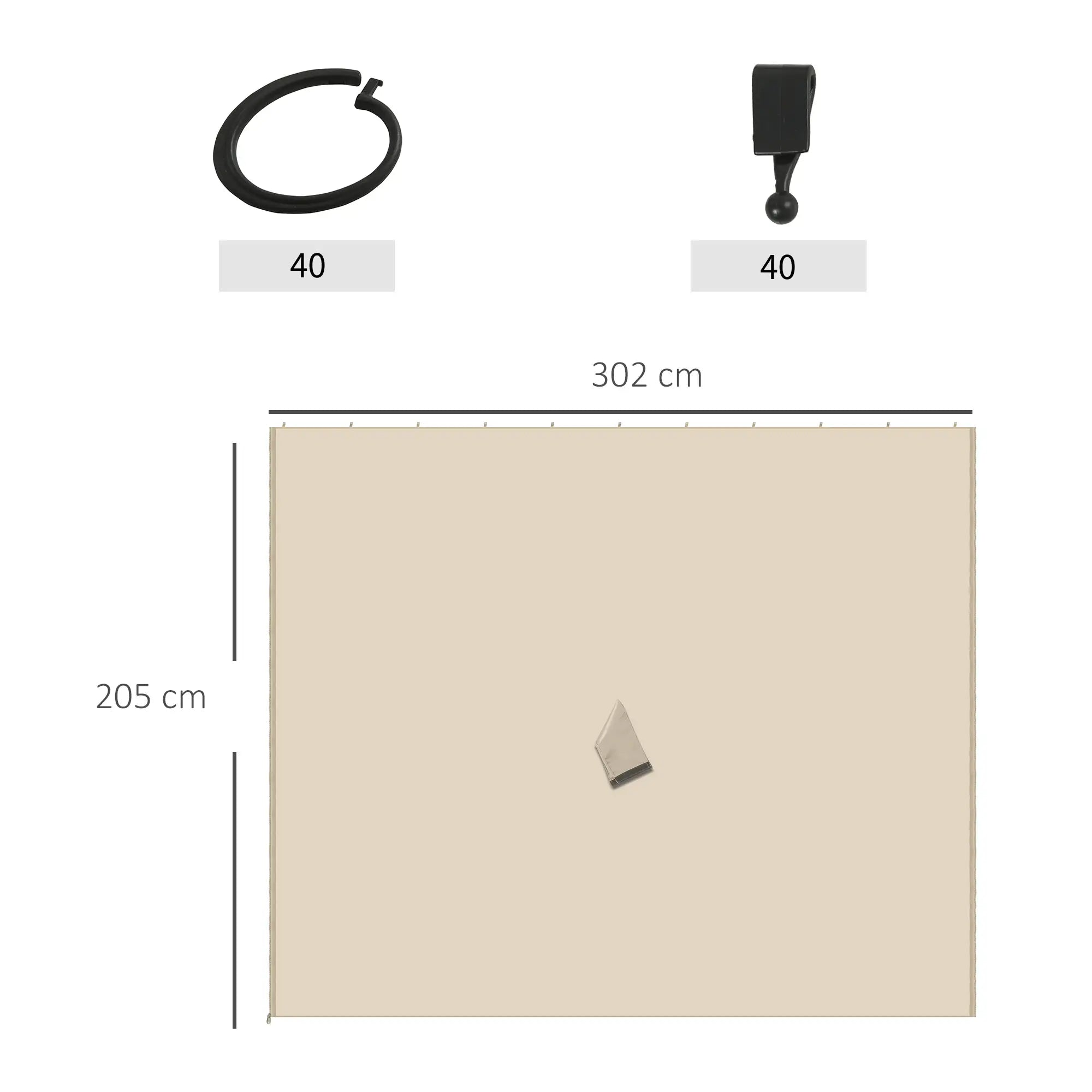 Outsunny 4 Ersatzvorhänge für 3x3m Pavillons, robust, für Stangen und Gleitschienen, doppelter Reißverschluss, beige