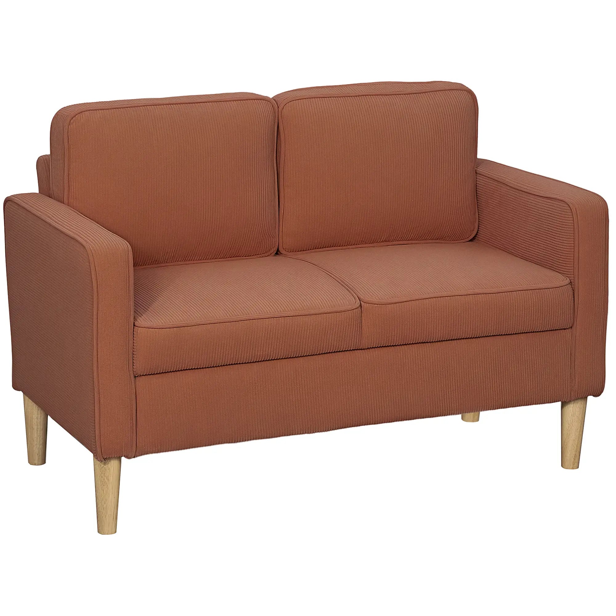 HOMCOM Zweisitzer-Sofa mit Stauraum und soliden Holzbeinen, für Wohnzimmer, Schlafzimmer, 117 x 63 x 79 cm, Orange