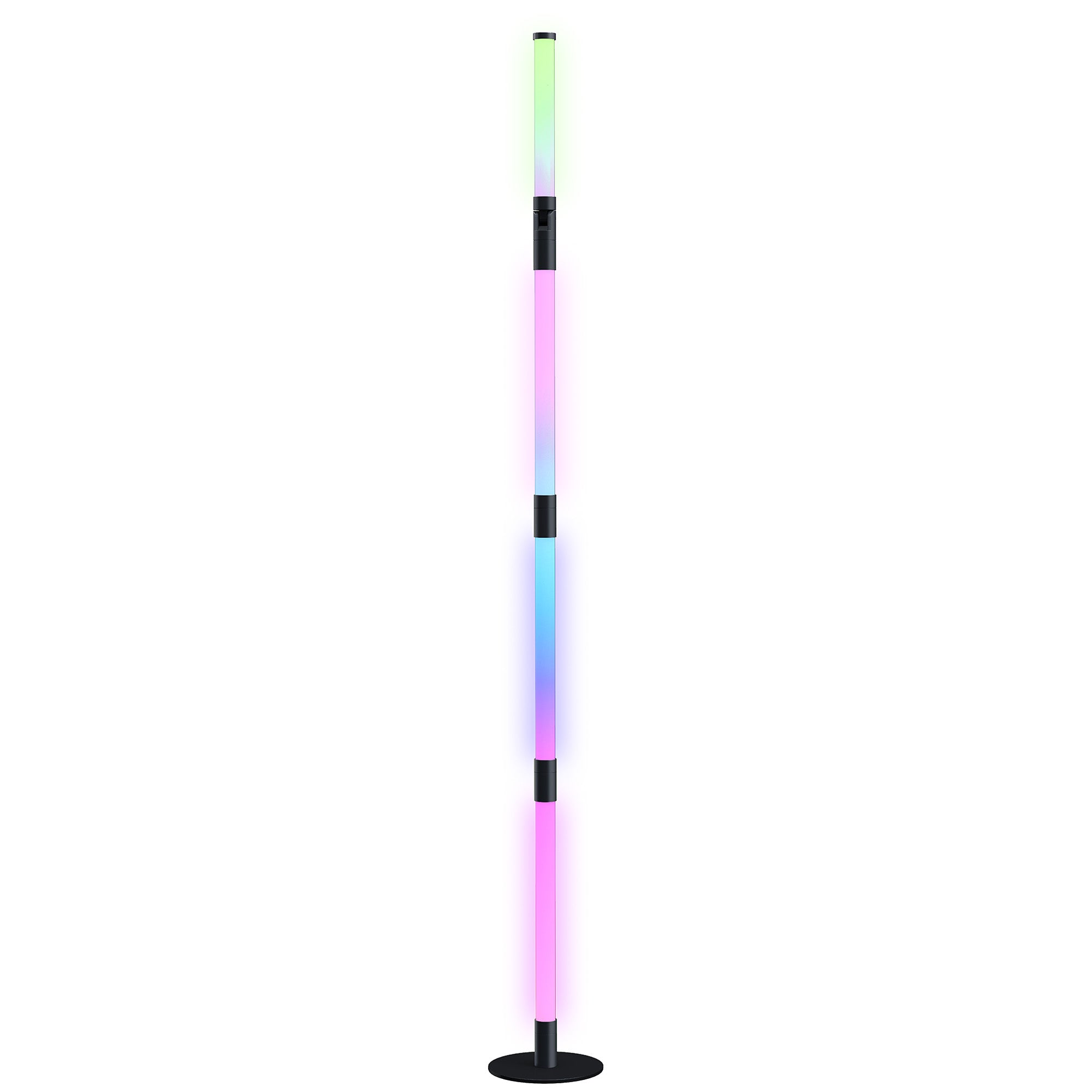 HOMCOM LED-Stehlampe, Standfußlampe mit Fernbedienung und verschiedenen Farben, Timer, App, Musik-Synchronisation, Dunkelgrau