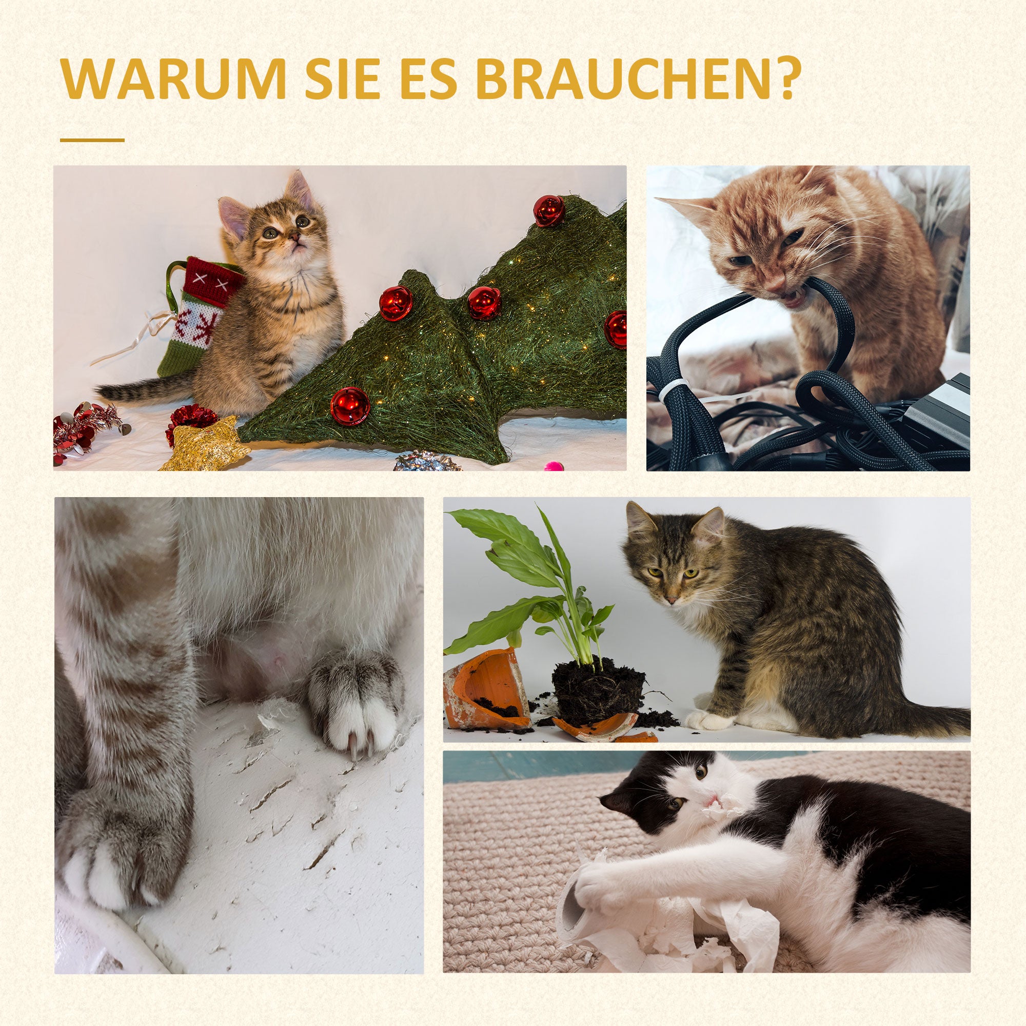 PawHut mit Katzenhöhle inkl. Spielzeug  Sisal Plüsch Khaki + Beige + Kaffee