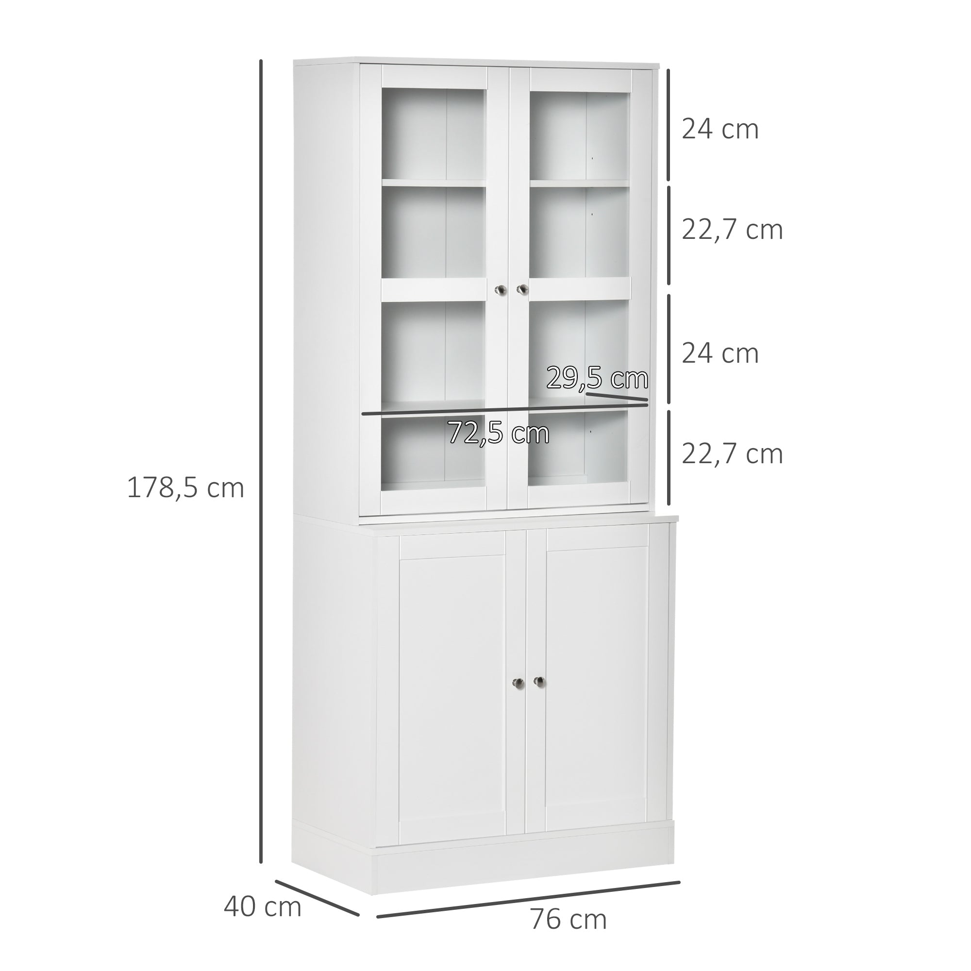 HOMCOM Bücherregal Wandregal Regal, 2 Regale, 76 cm x 40 cm x 178,5 cm, Weiß