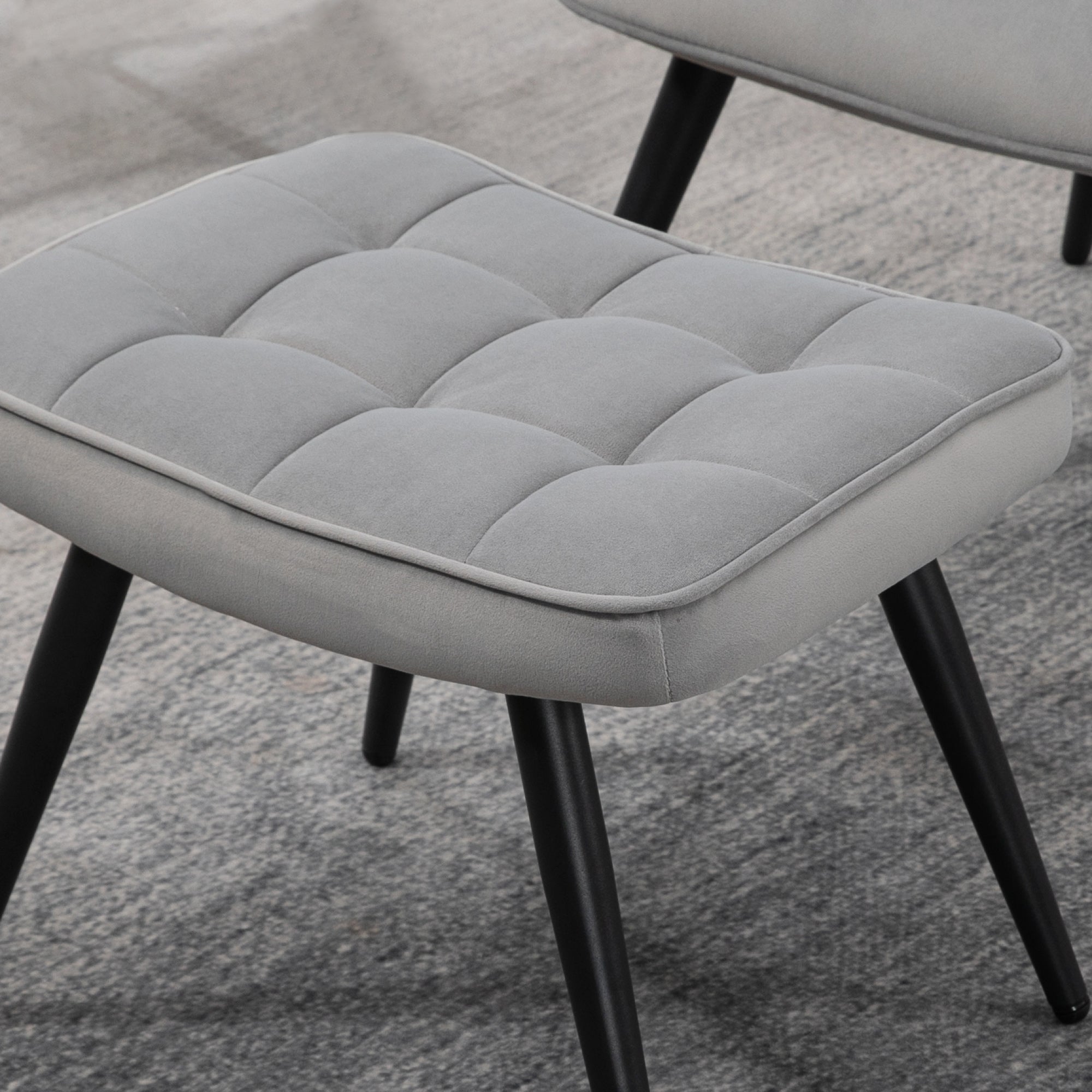 HOMCOM Relaxsessel mit Ottomane bis 120 kg Sessel mit Fußhocker, 2-teiliges Set, Grau
