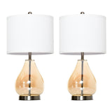 HOMCOM 2-Set Tischlampen Tischleuchten E27-Fassung Nachttischlampe 40 W Glas Leinen Metall Bernstein Ø30 x 56H cm, 30cm x 30cm x 56cm