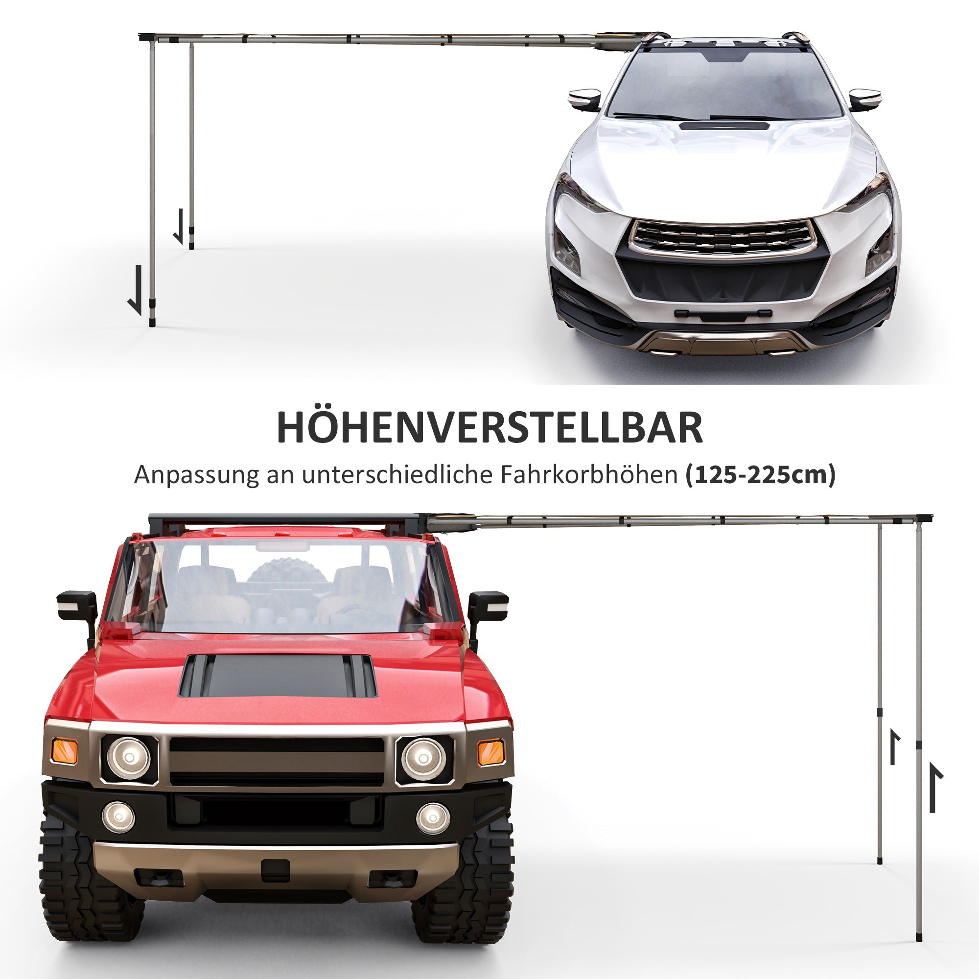 Outsunny Autozelt Autodachzelt Dachzelt, wetterbeständig, 160 x 250 x 125-225 cm, Khaki