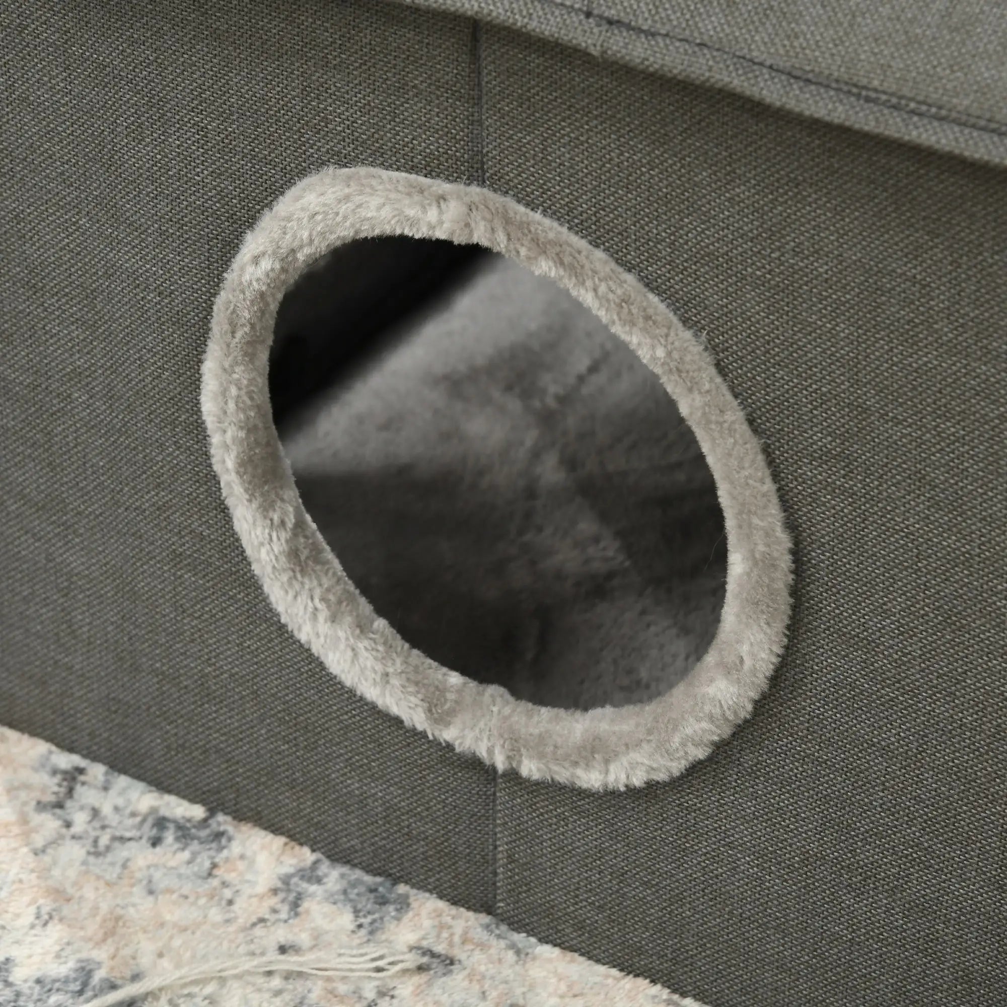 PawHut Katzenhöhle mit Kissen, Katzenbett, Haustier-Reisebett, waschbares Kissen, Khaki/Grün