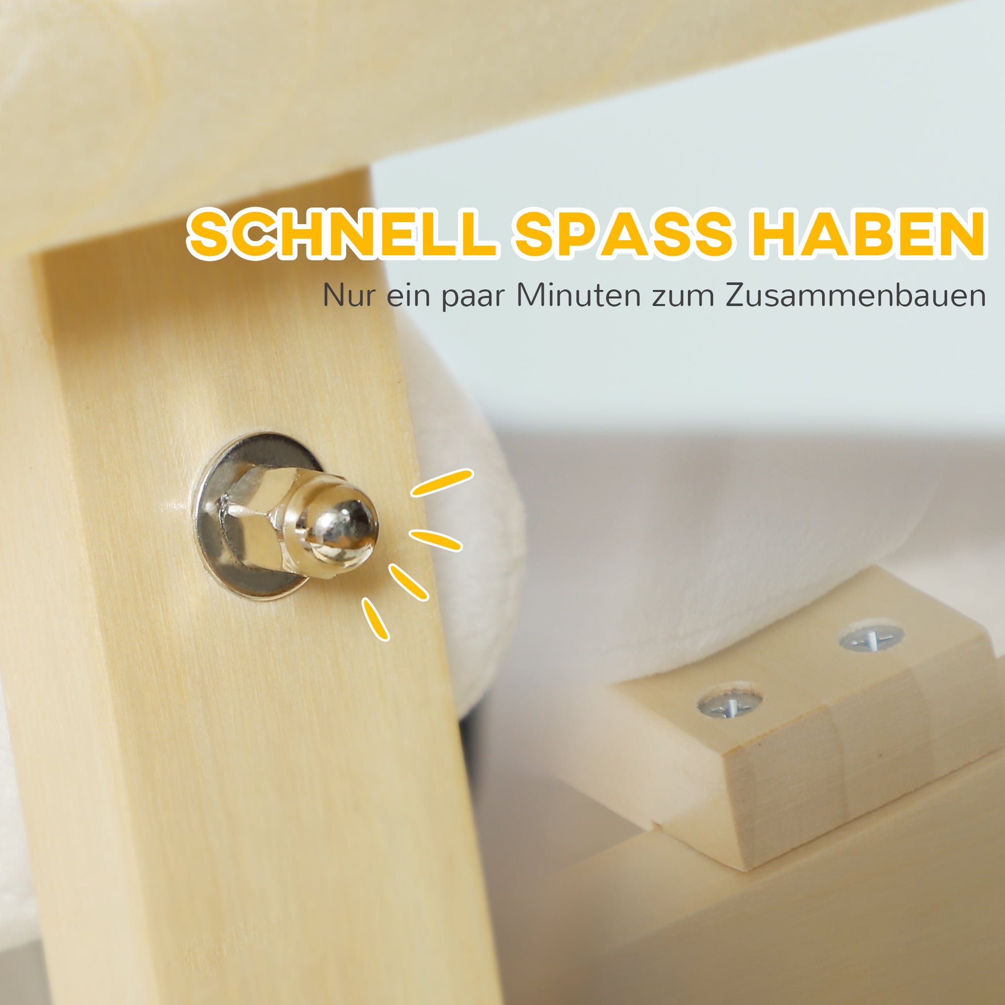 AIYAPLAY Schaukelpferd in Hundeform mit Soundfunktion, aus Holz und Metall, mit Plüschbezug, 2-4 Jahre, Weiß