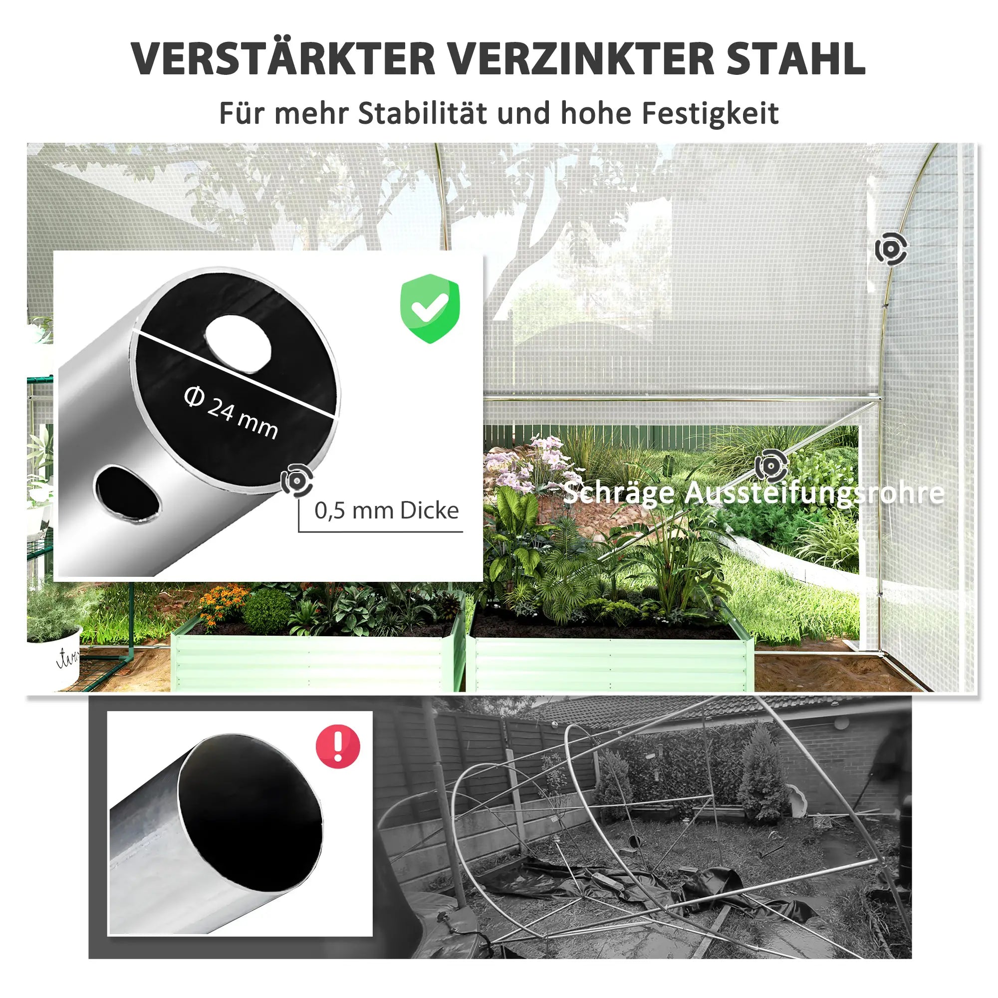 Outsunny Gewächshaus 3x2 m Folientunnel mit Fenster & Tür