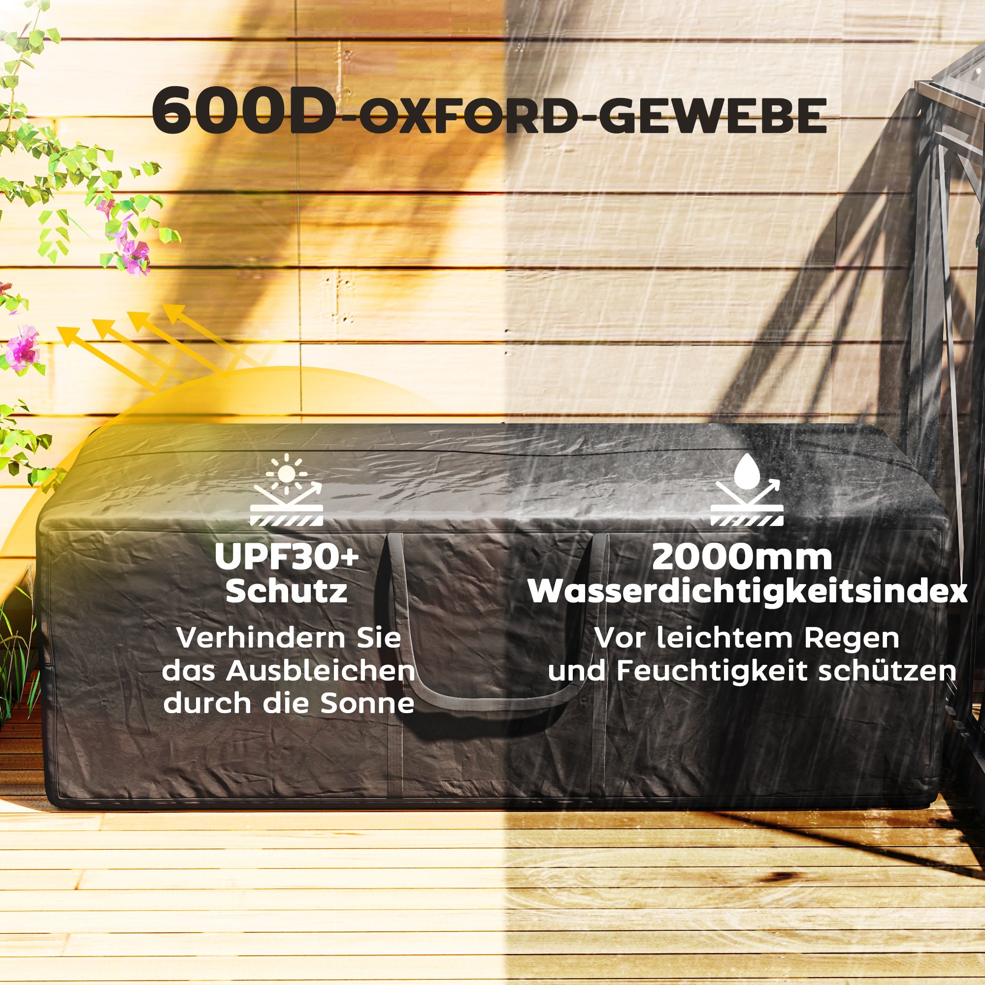 Outsunny 840 L Aufbewahrungstasche, wasserdicht, Umzugstasche mit Reißverschlüssen und Tragegriffen, Schwarz