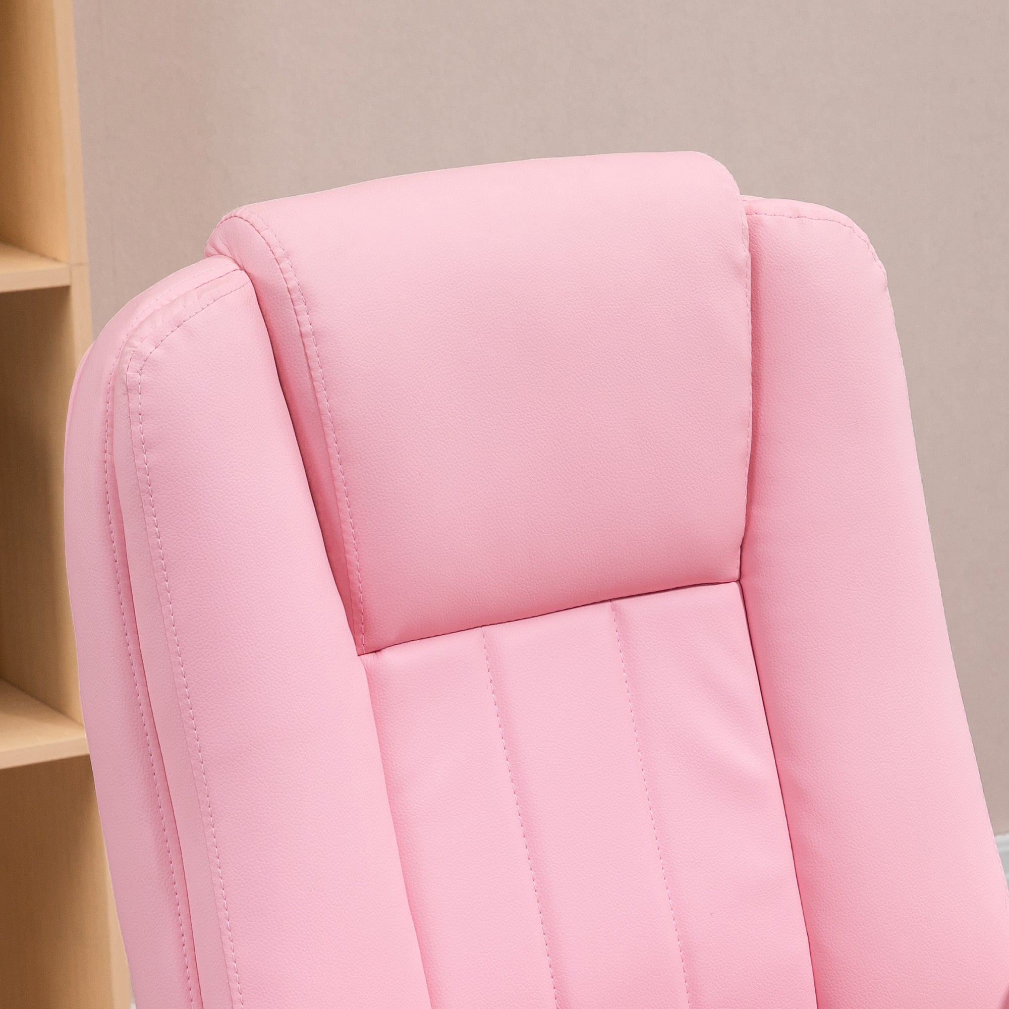 Vinsetto Bürostuhl mit Fußstütze, verstellbare Rückenlehne, höhenverstellbar, 5 Rollen, Rosa + Weiß