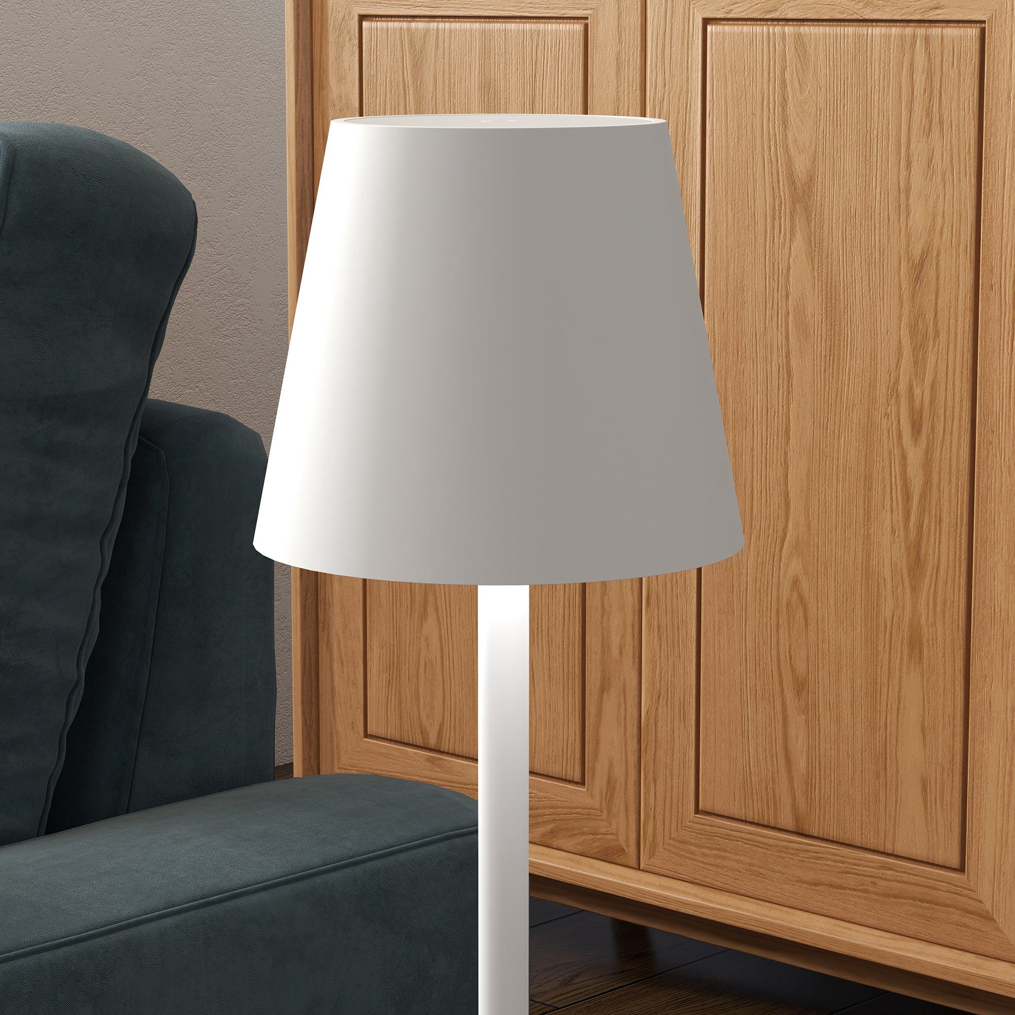 HOMCOM Aufladbare USB-Tischleuchte mit 3 Lichtfarben, Tragbare USB-Nachttischlampe mit Touch-Schalter, Metall, Weiß