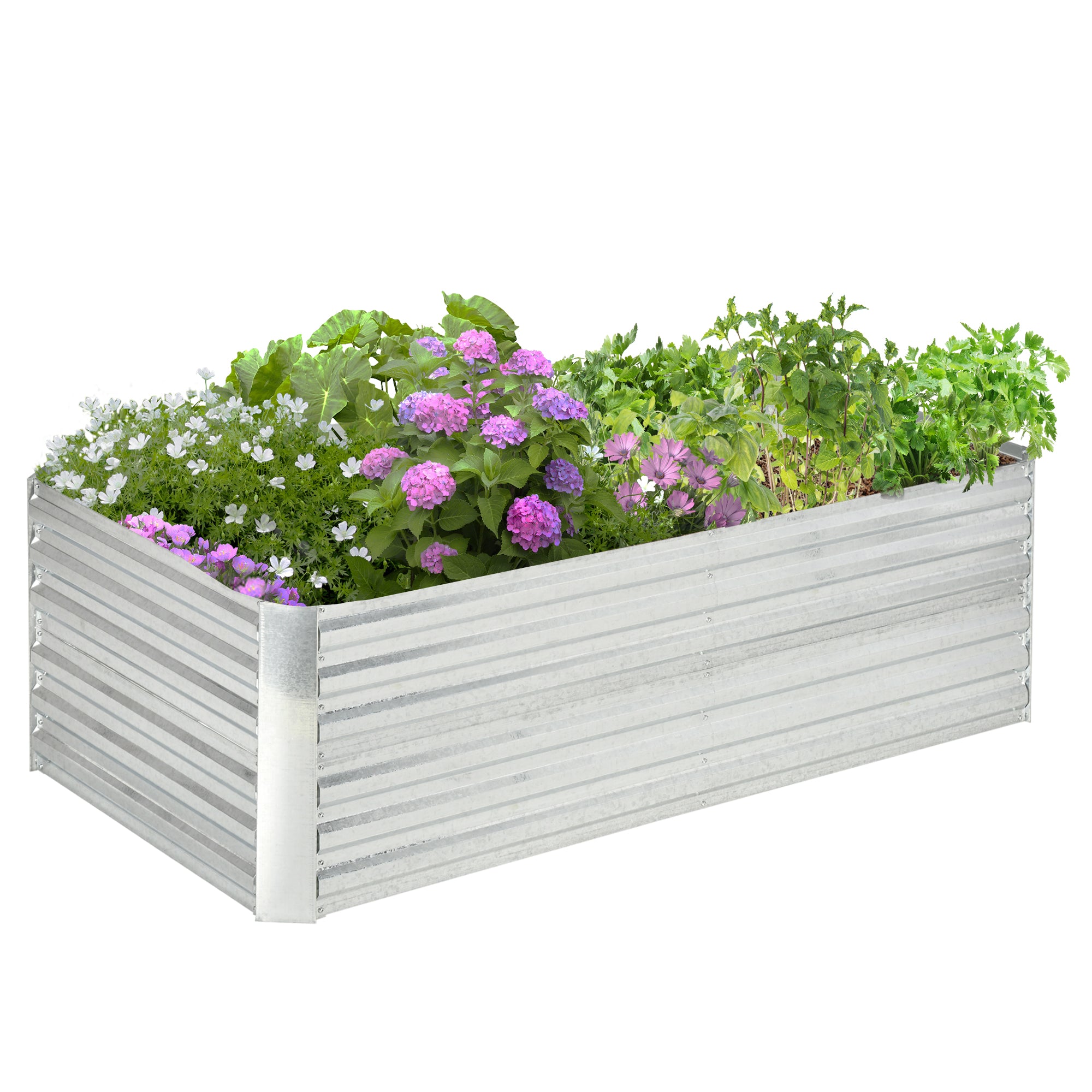Outsunny Pflanzenkübel, Handliches Blumenbeet zum Anpflanzen, Hegen und Pflegen, Hochbeet, Stahl, Silber