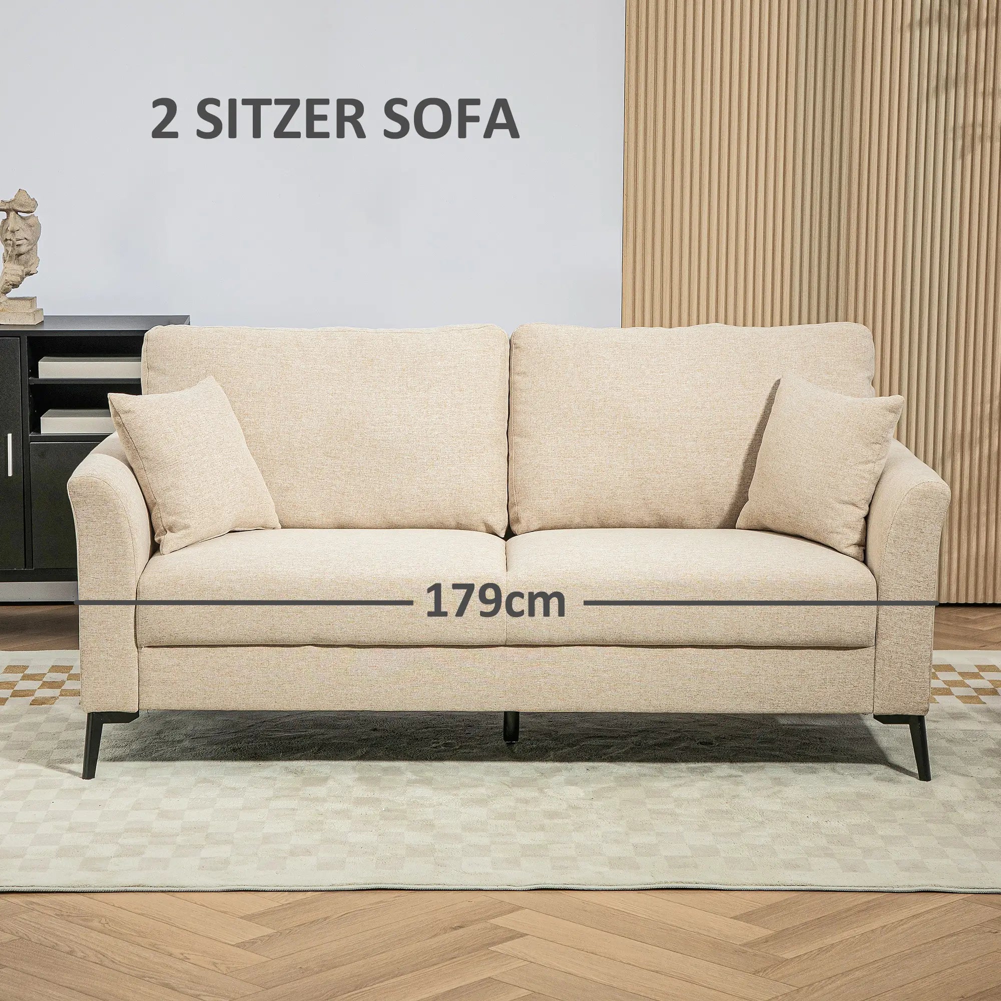 HOMCOM 2-Sitzer Sofa bequeme Polsterung abnehmbare Kissen Beige