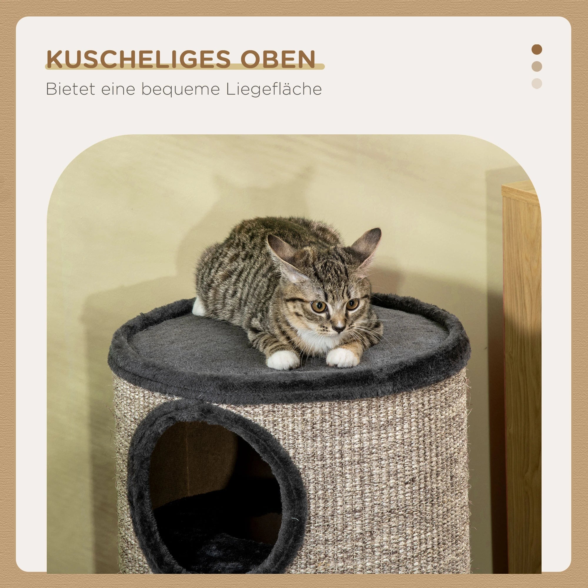 PawHut Kratztonne Katzenbaum 3 Ebenen Sisal Kratzmatte