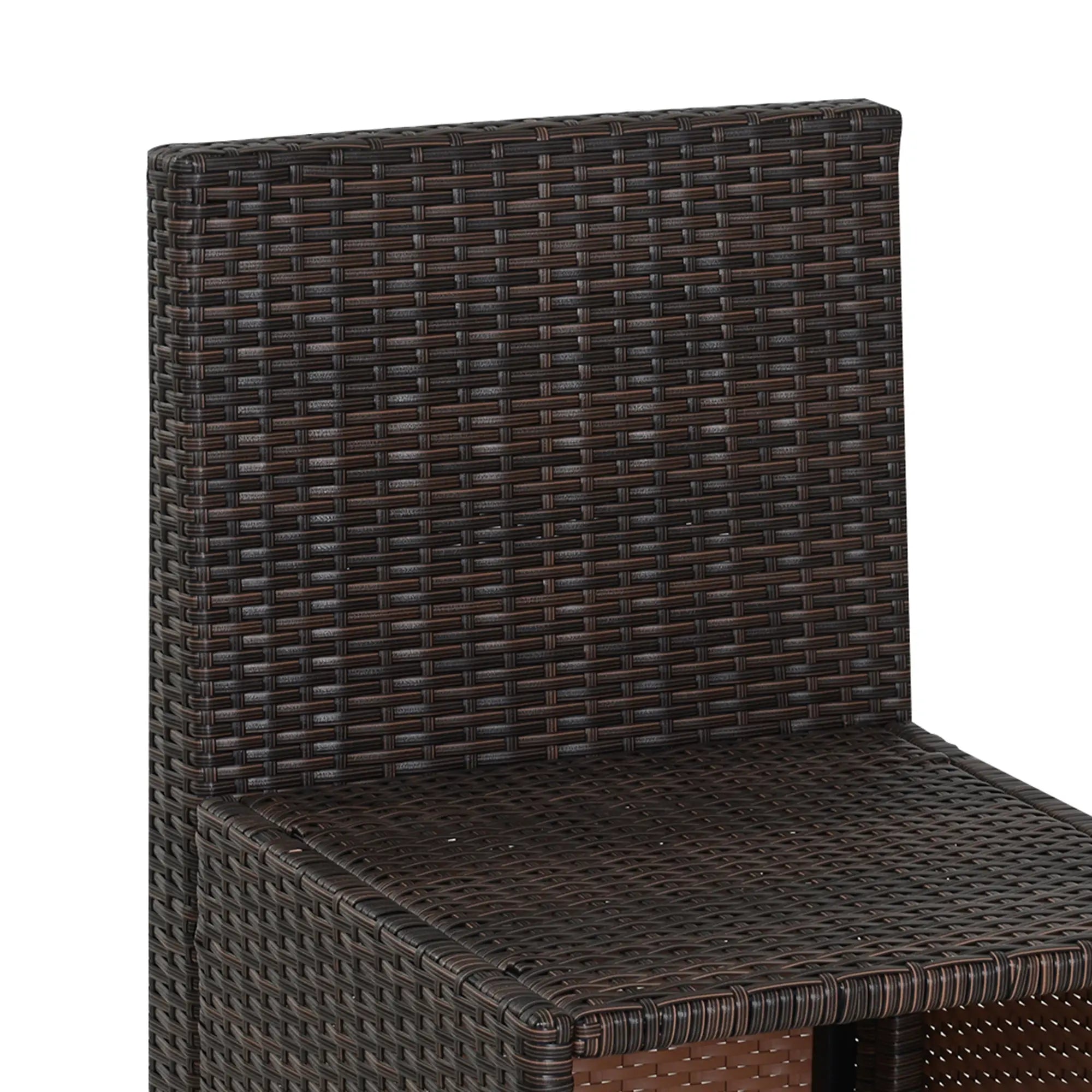 Outsunny 5-teiliges Polyrattan Gartenmöbel-Set, wetterfest Balkonmöbel für 4 Personen Terrassenmöbel mit Tisch 4 Stühle Kissen, Lounge-Set Essgruppe Sitzgruppe für Balkon, Garten, Braun+Khaki