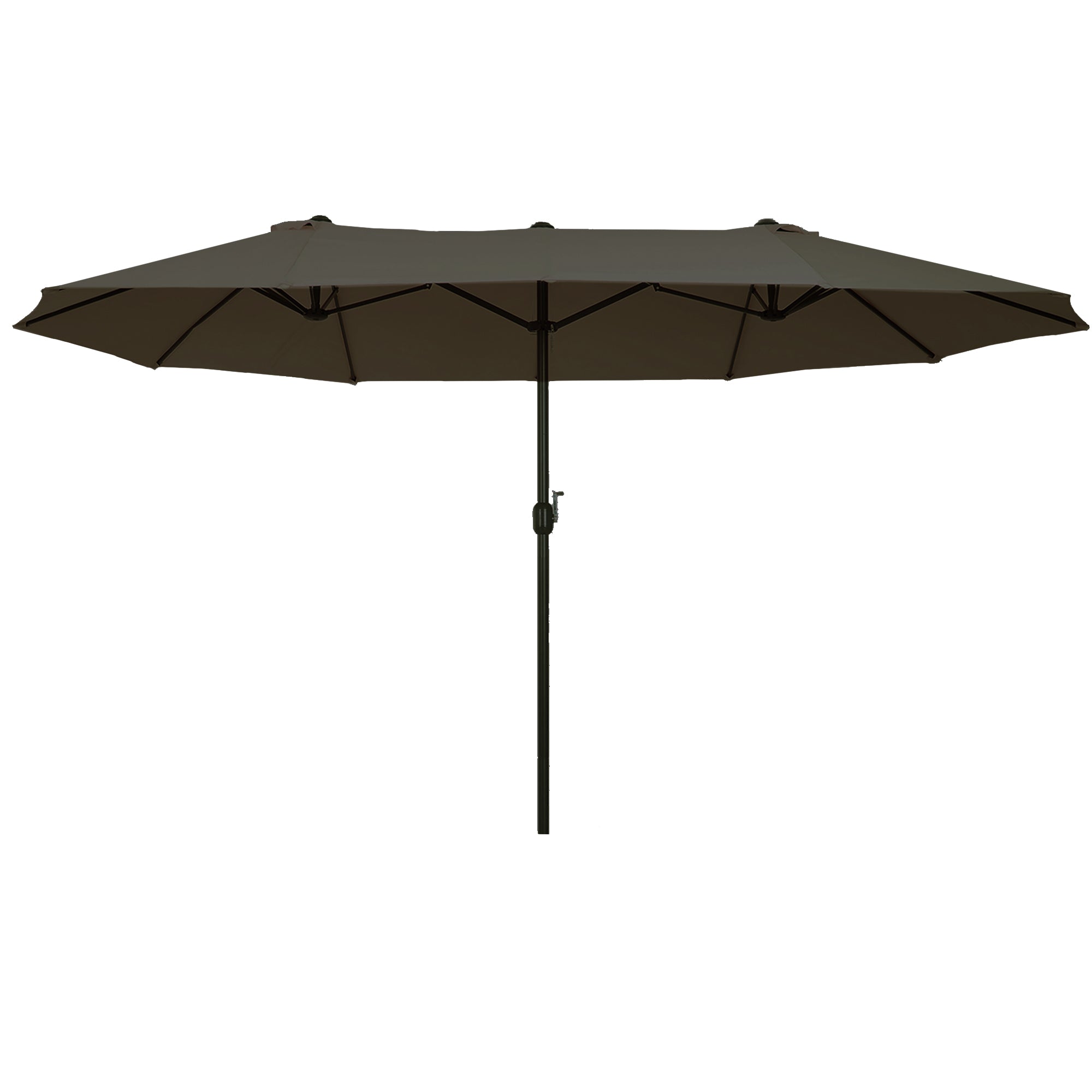 Outsunny Doppelsonnenschirm 455 x 265 cm, UV Schutz Sonnenschirm mit Handkurbel, Balkonschirm Strandschirm windfest Kurbelschirm Sonnenschutz für Strand Balkon Garten, Grau