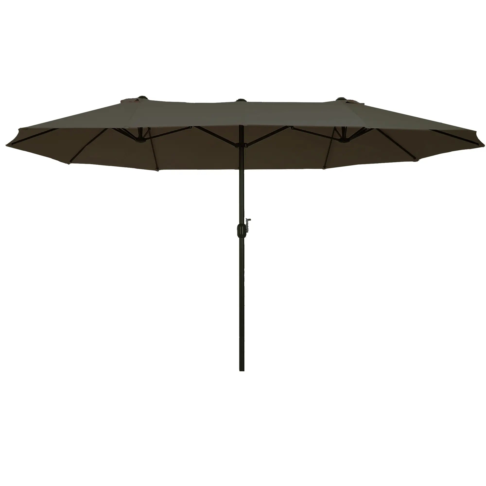 Outsunny Doppelsonnenschirm 455 x 265 cm, UV Schutz Sonnenschirm mit Handkurbel, Balkonschirm Strandschirm windfest Kurbelschirm Sonnenschutz für Strand Balkon Garten, Grau