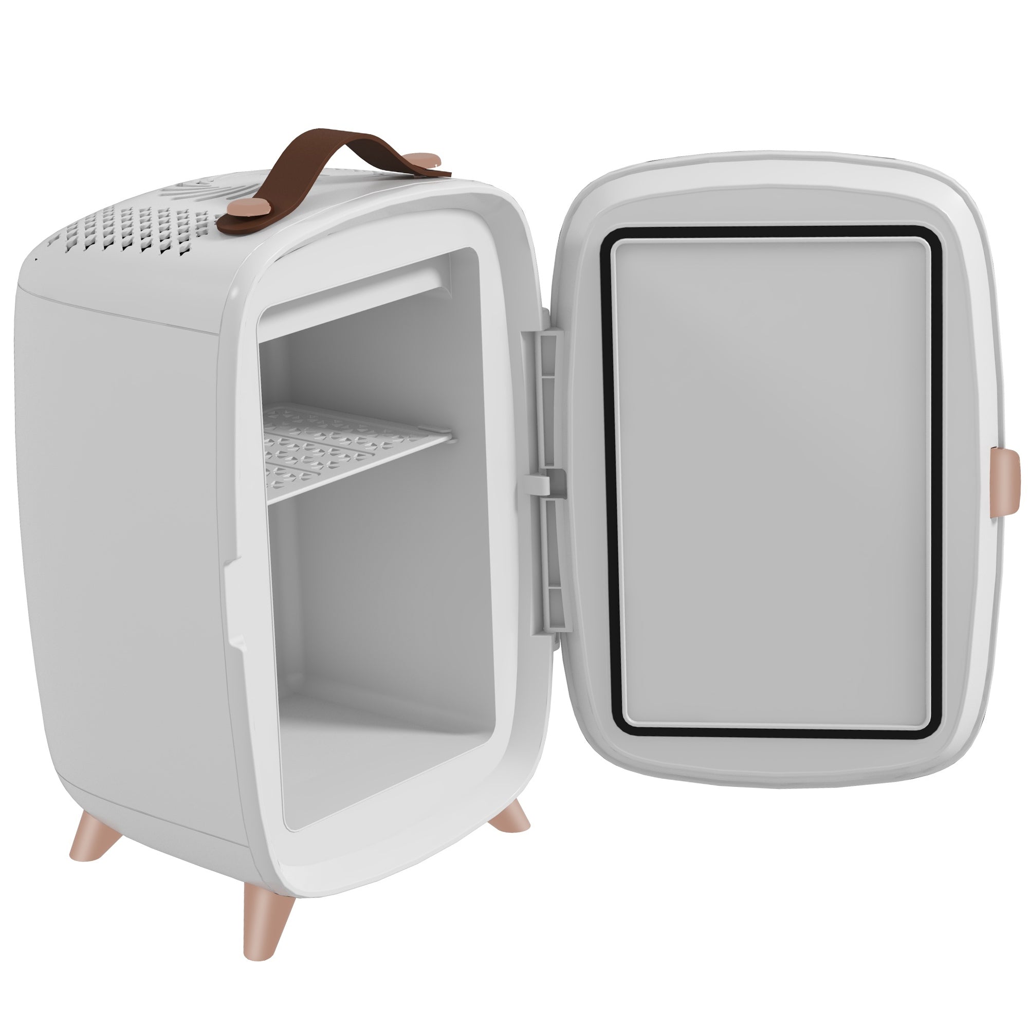 HOMCOM Minikühlschrank für Kosmetikprodukte, Getränke und Snacks, tragbar, mit beleuchtetem Spiegel, leiser Betrieb, 6L, Weiß