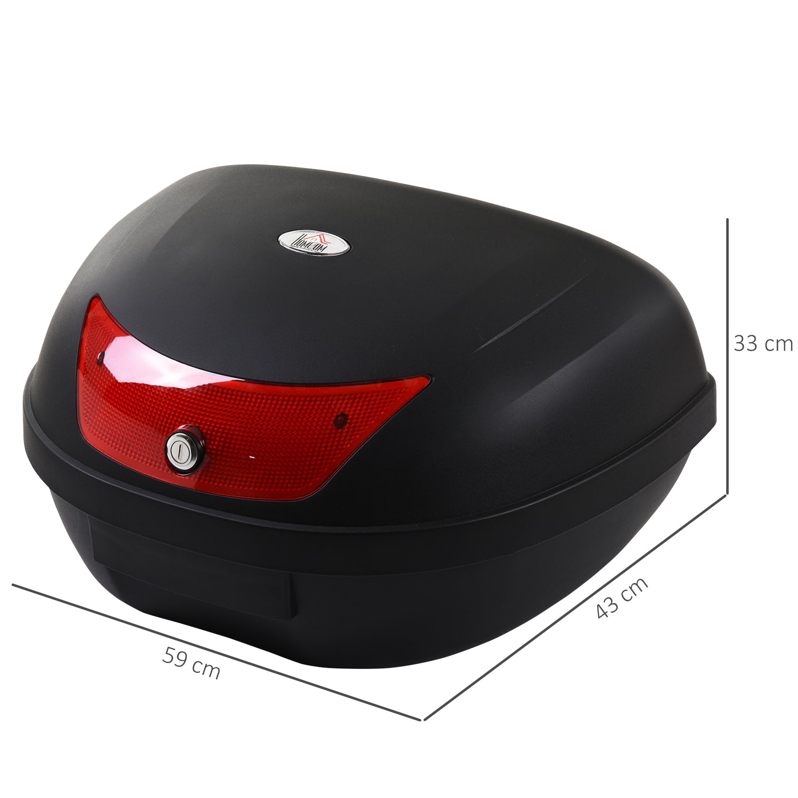 HOMCOM Motorradkoffer, Rollerkoffer für Motorräder, Roller, Mofas und Quads, 48 L Helmkoffer, Topcase, Schwarz, 59 x 43 x 33 cm