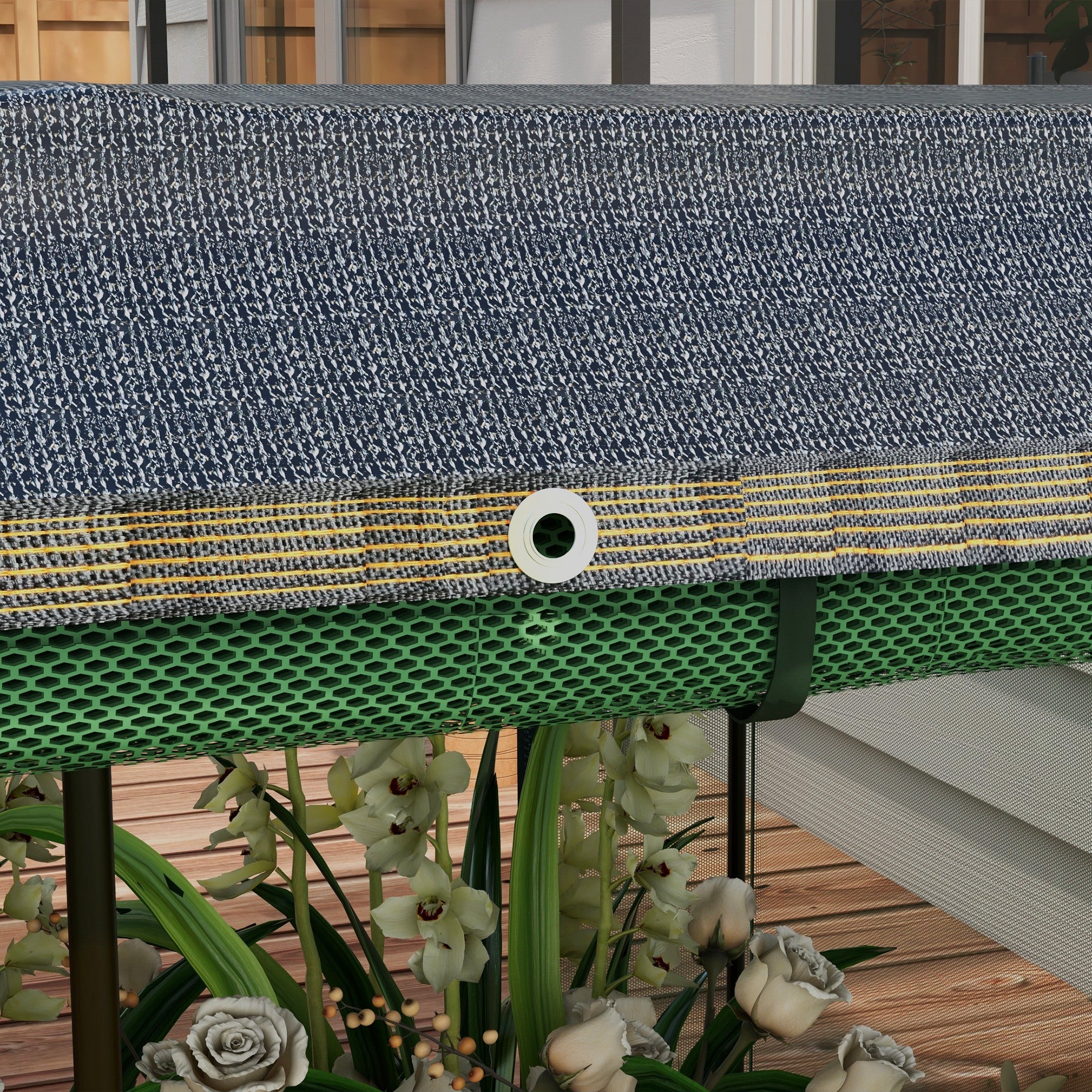 Outsunny Hochbeet mit Vogelschutznetz und Sonnenschutz, Metall-Gehäuse, 230x110x110 cm, Grau/Grün/Schwarz