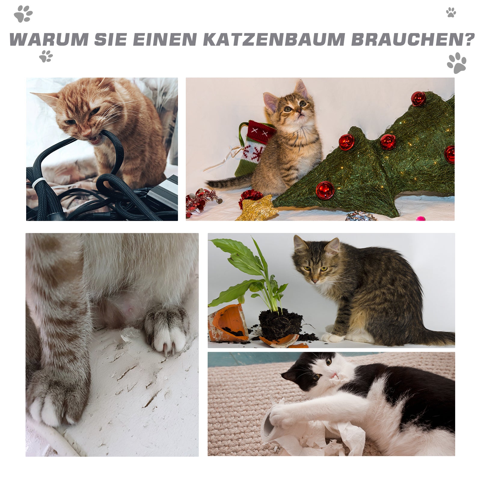 PawHut Kratzbaum 83 cm Kleiner Katzenkratzbaum mit Sisalsäulen, Katzenkratzbaum, Katzen Kletterbaum, Katzenbaum, Katzenmöbel Spielbaum für kleine Katzen, Hellgrau