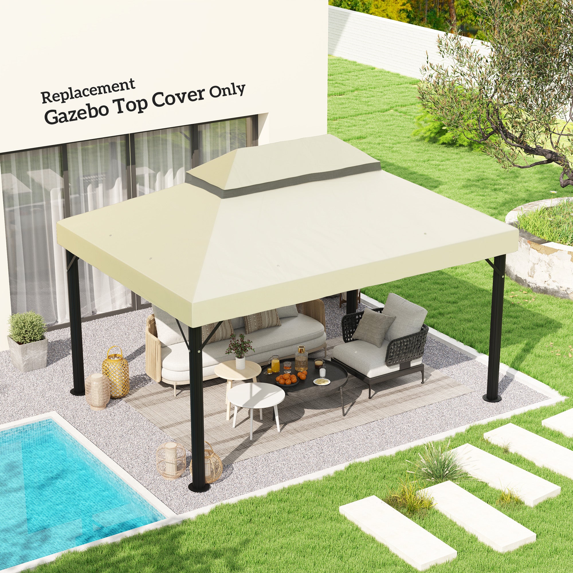Ersatzdach 3x4 m für Pavillon, wasserdicht, UPF30+