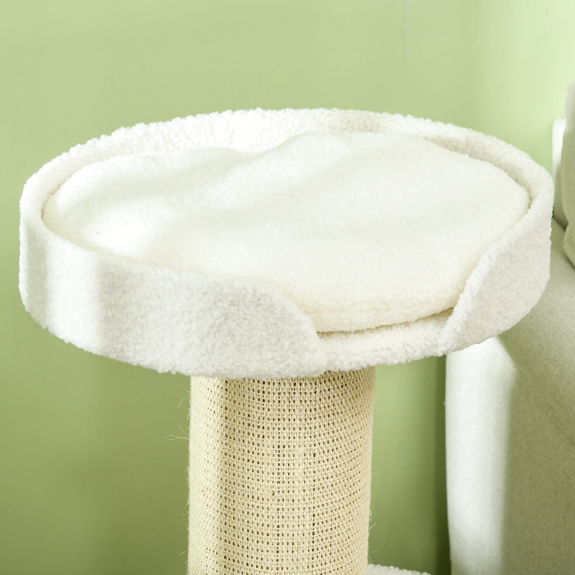 PawHut Katzenbaum  91cm Spielbaum mit Katzenbett, Plattform Lammwolle Creme