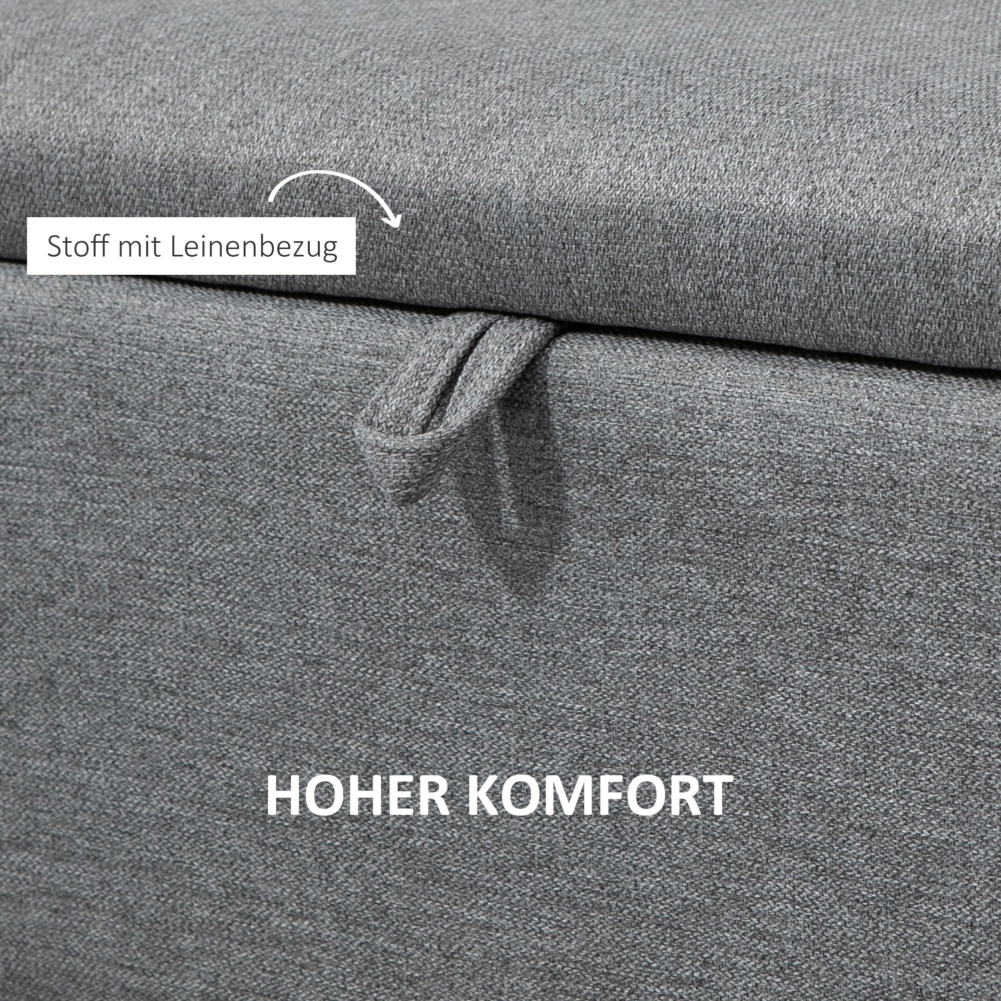 HOMCOM Sitzbank, Sitztruhe, Polsterbank, Leinenoptik, bis 150kg, 101x38,5x44,5 cm, Grau