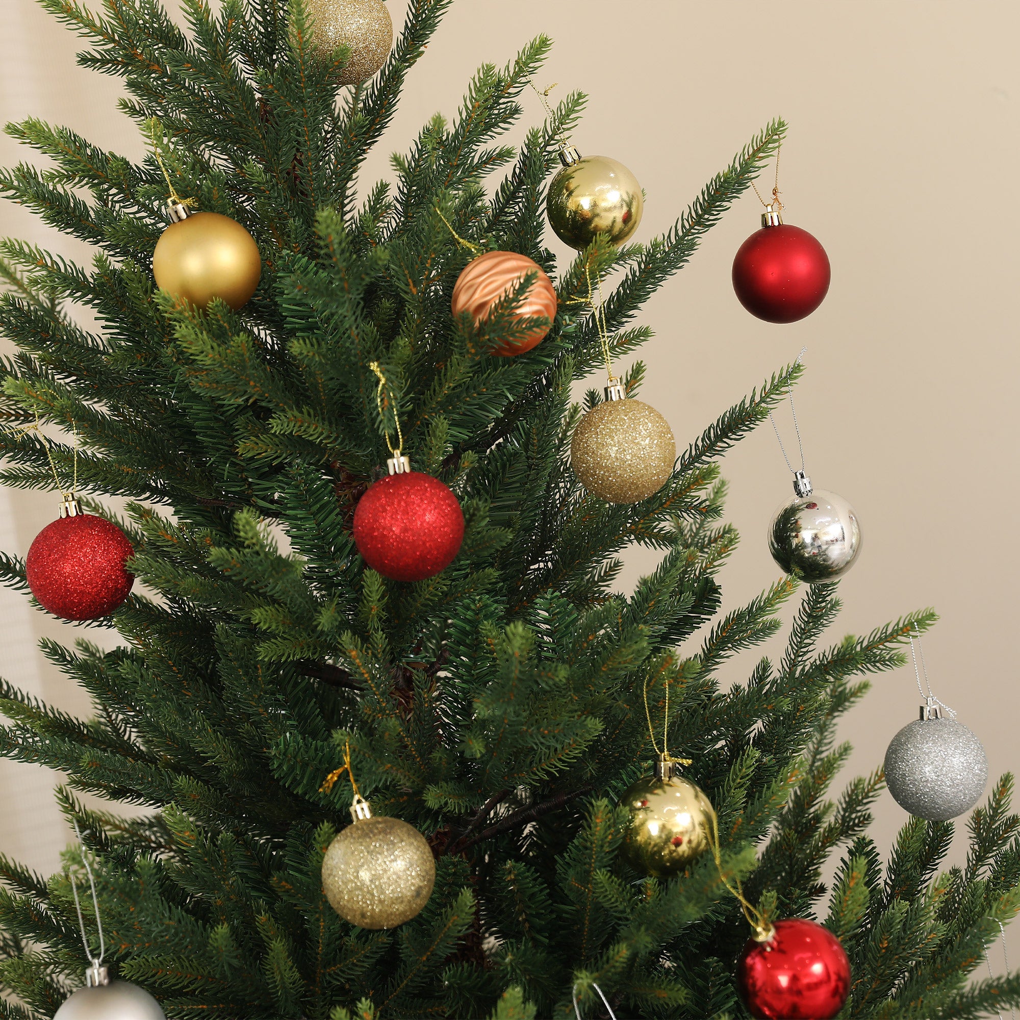 HOMCOM Künstliche norwegische Fichte, Weihnachtsbaum mit 1046 Spitzen, Metallsockel, Grün