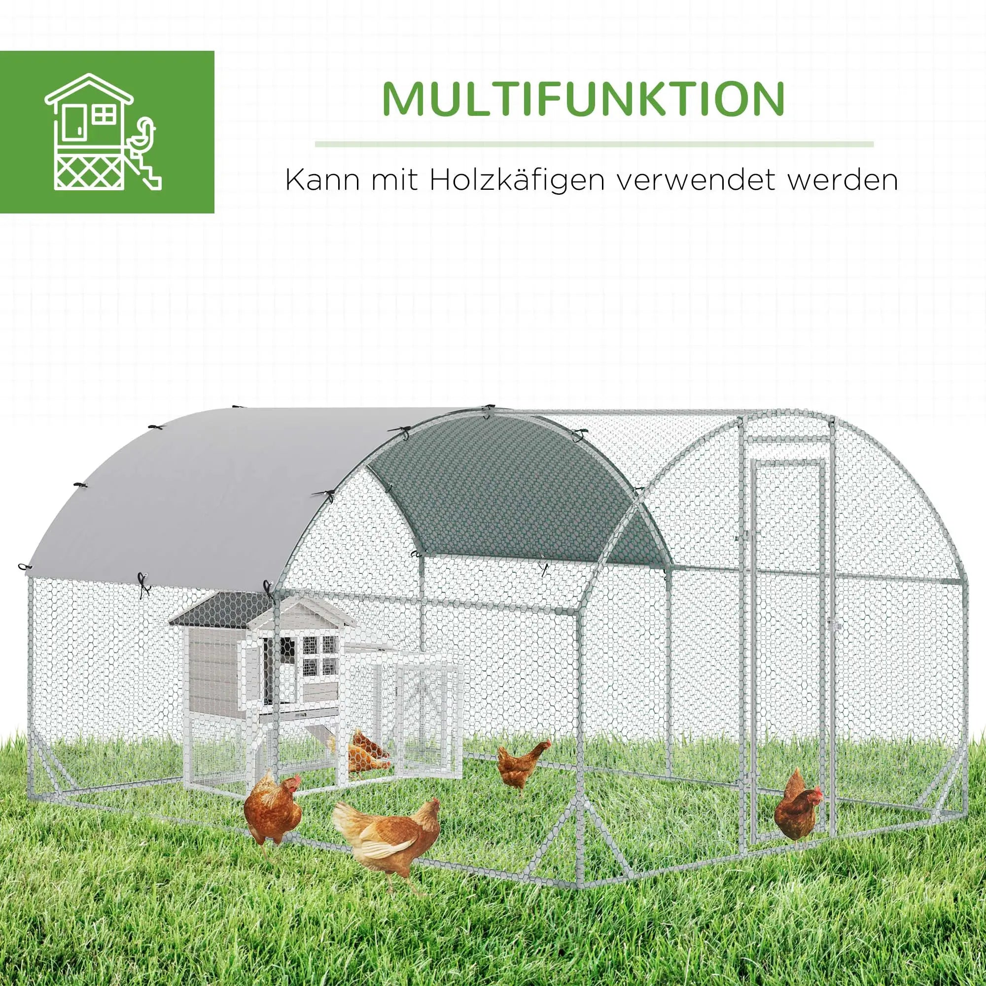 PawHut Hühnerstall Freilaufgehege mit UV-Abdeckung abschließbar