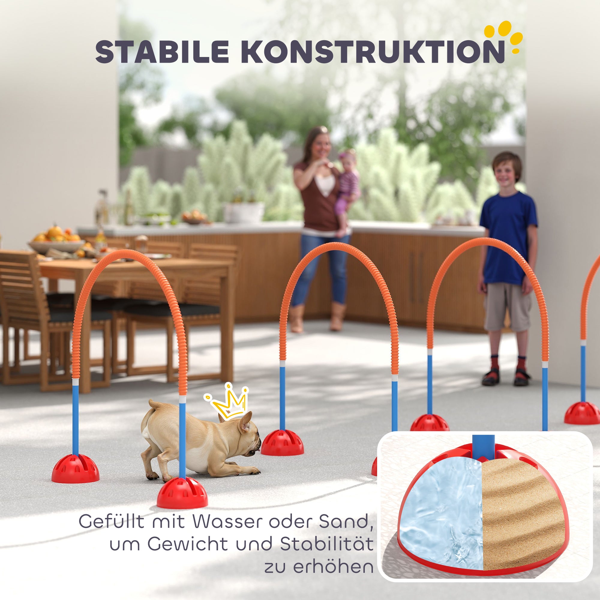 PawHut 4-teiliges Hunde-Agility-Trainingsgerät mit 4 Türen in verstellbarer Breite, Tragetasche, für Garten, Blau