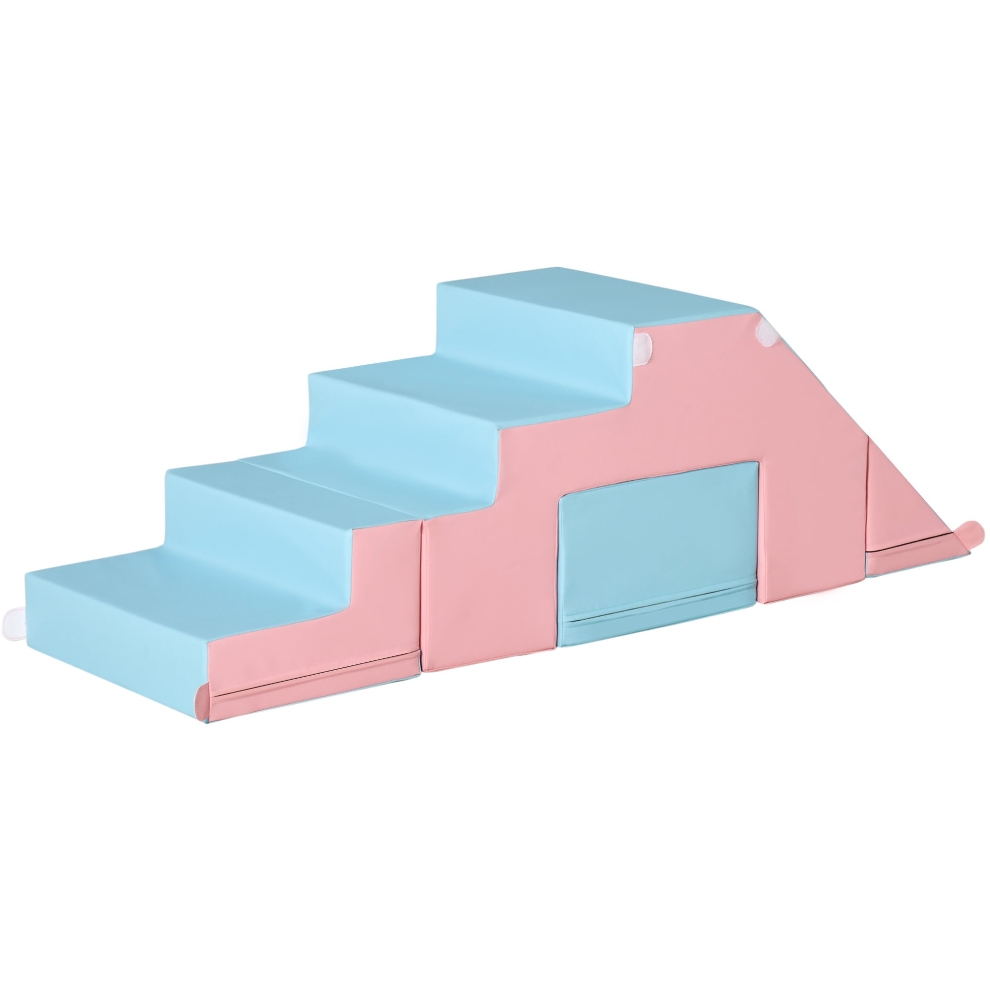 HOMCOM Kletter- und Rutschspielzeug für Kinder, fördert Motorik, Kunstleder, EPE-Schaum, 86x49x47 cm, Rosa+Blau