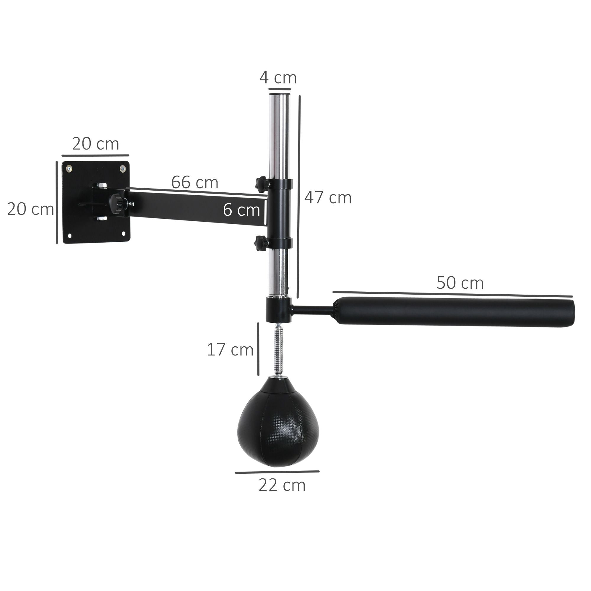 HOMCOM Boxgestell, mit Speedball, drehbarer Reflexstange, höhenverstellbar, klappbar, Stahl, 79 x 72 x 20cm